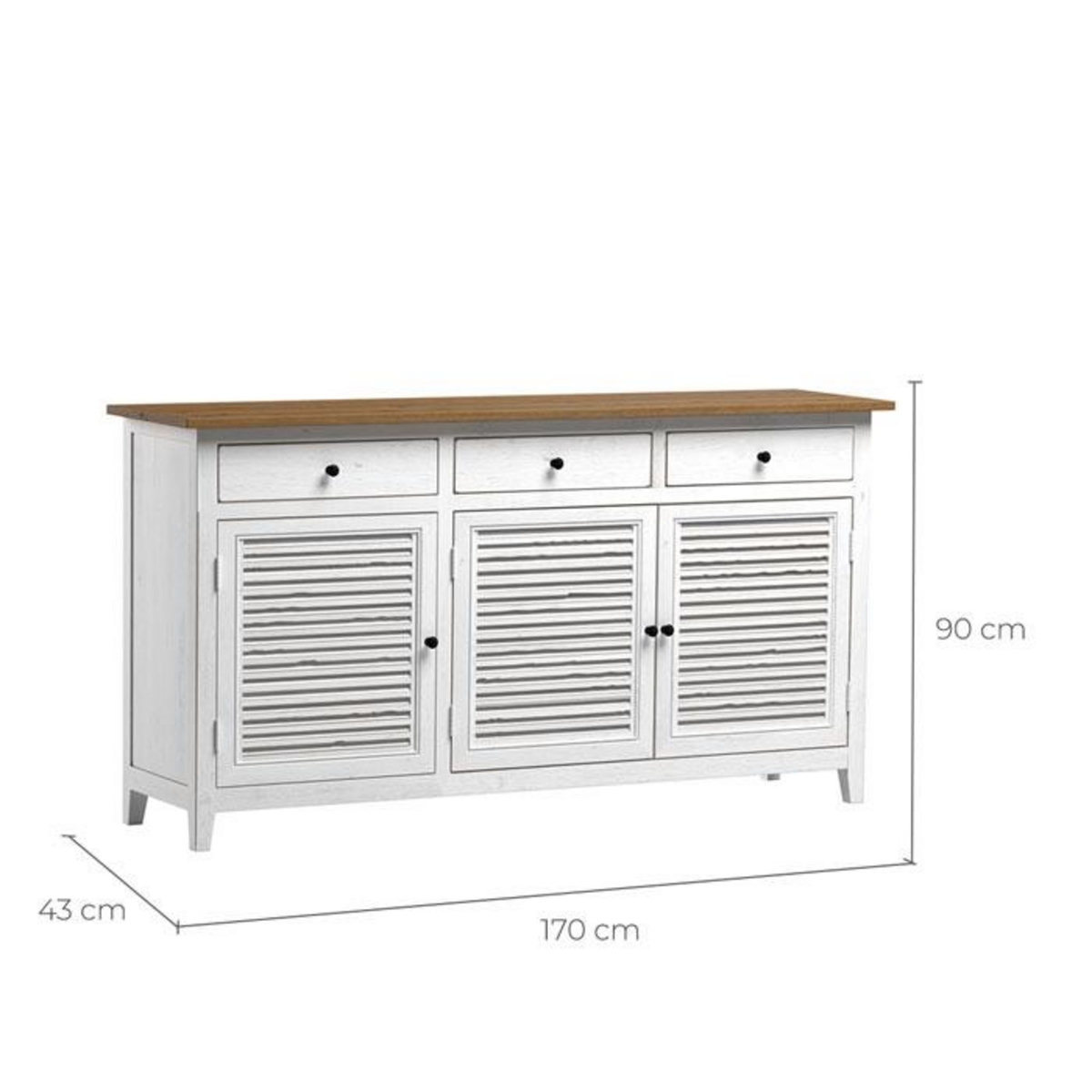 Rendez vous déco Buffet en bois recyclé blanc effet vieilli - Casa