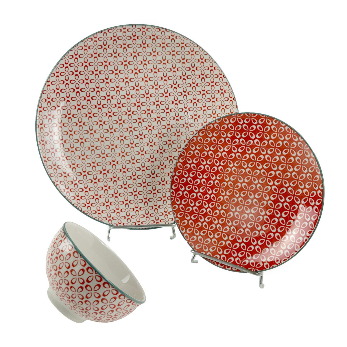 Service vaisselle 18 pièces en porcelaine corail