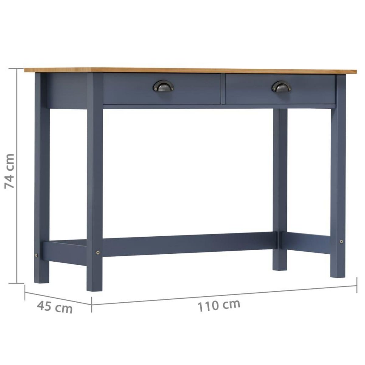 VIDAXL Table console Hill Range avec 2 tiroirs Gris 110x45x74 cm Pin