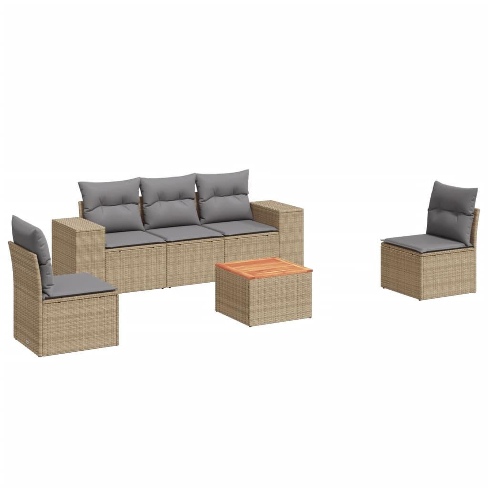 Voir la diapositive 2 : VIDAXL Salon de jardin avec coussins 6 pcs beige resine tressee