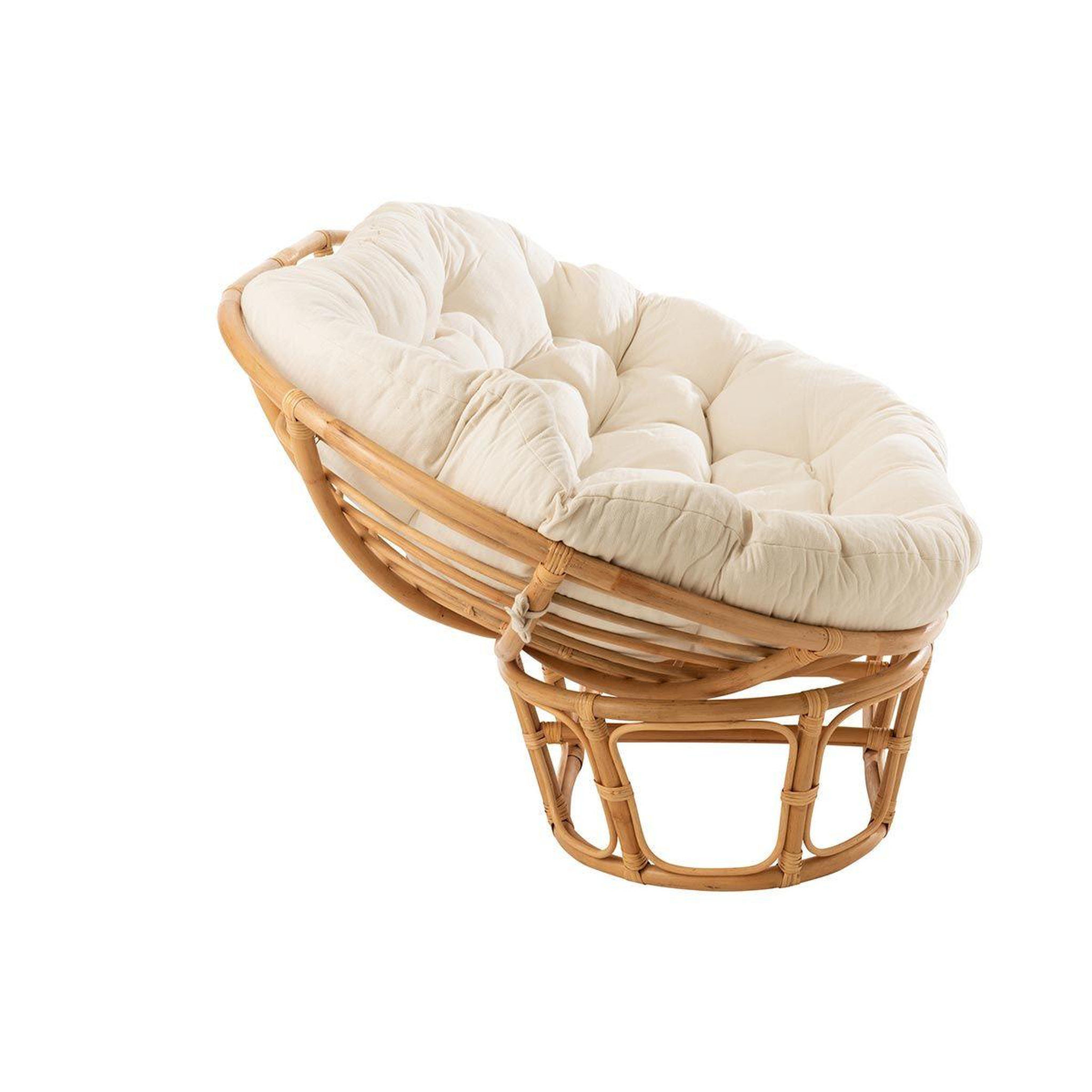 Voir la diapositive 3 : J-LINE Fauteuil & coussin en rotin  roni  179cm naturel