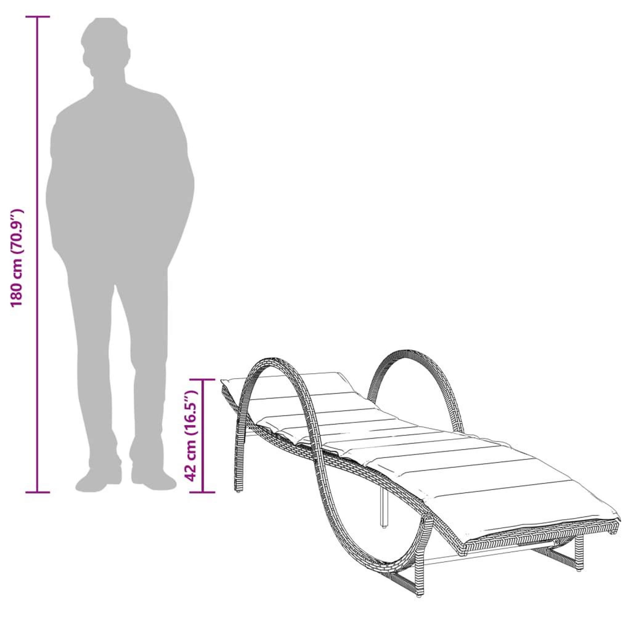 Voir la diapositive 6 : VIDAXL Chaise longue et coussin gris clair 60x199x42 cm resine tressee