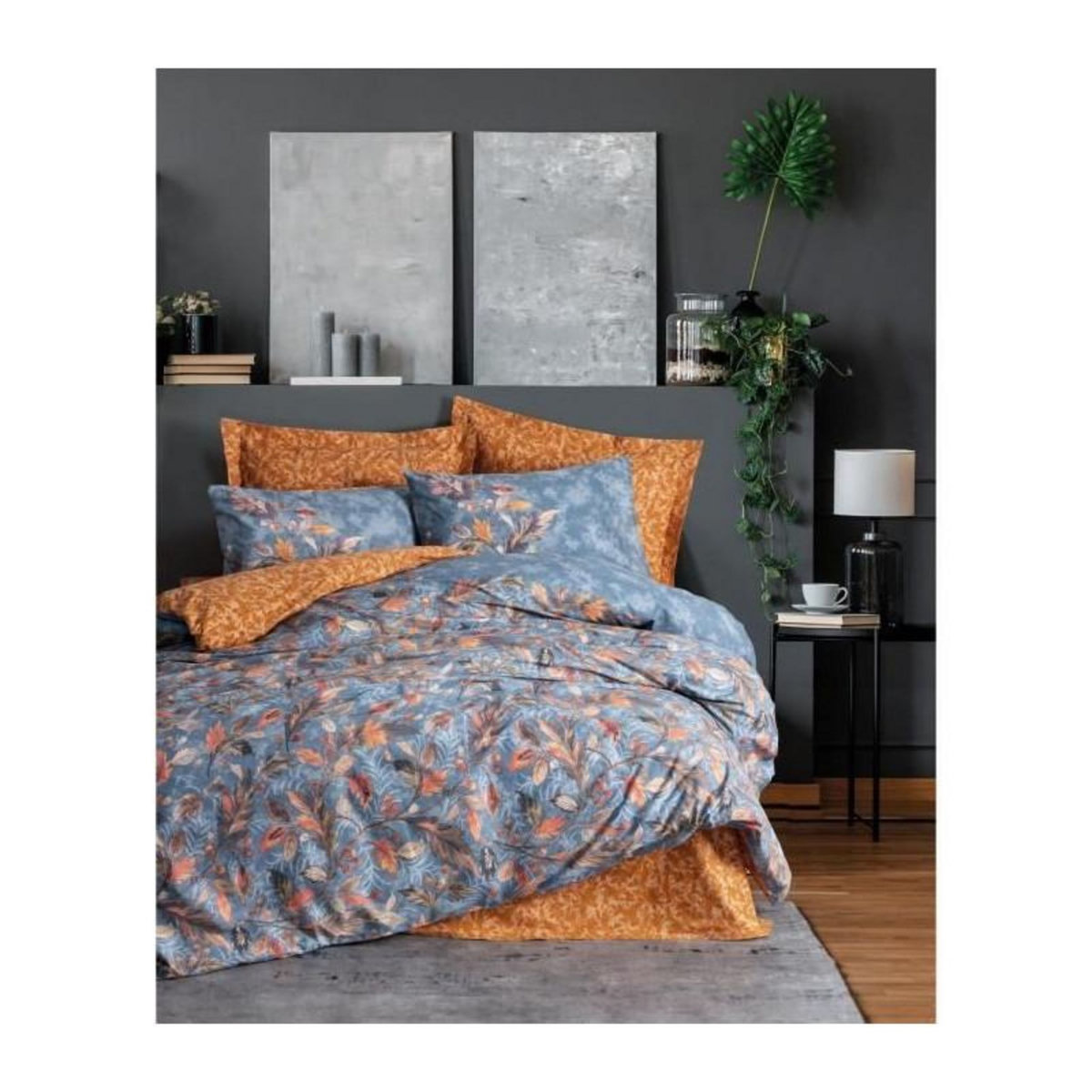 GENERIQUE Parure de lit - 129CTN64604 - 1 housse de couette 220 x 240 cm + 2 taies d'oreiller 60 x 60 cm - 100% coton ranforcé - Moutarde