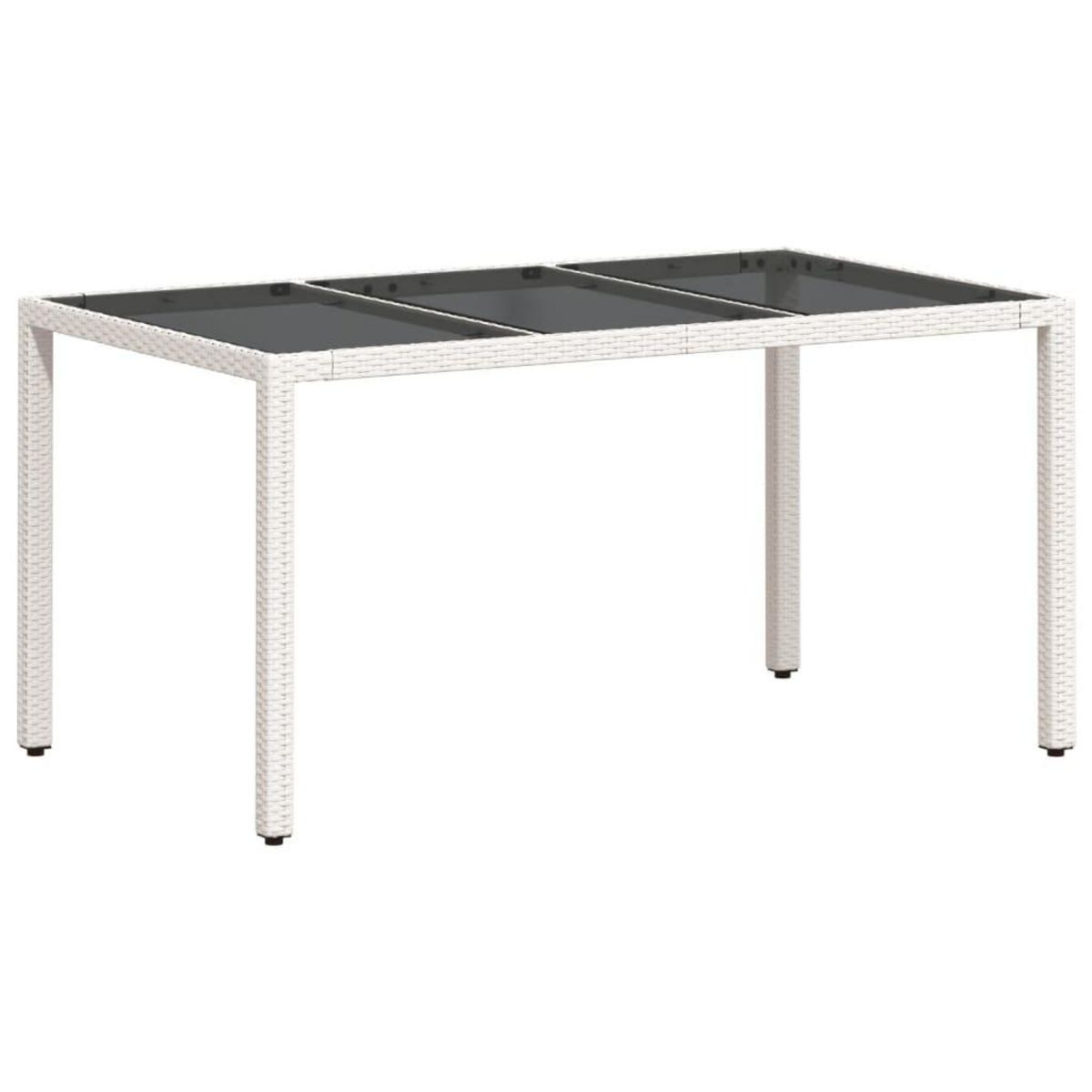 VIDAXL Table de jardin avec dessus en verre blanc resine tressee