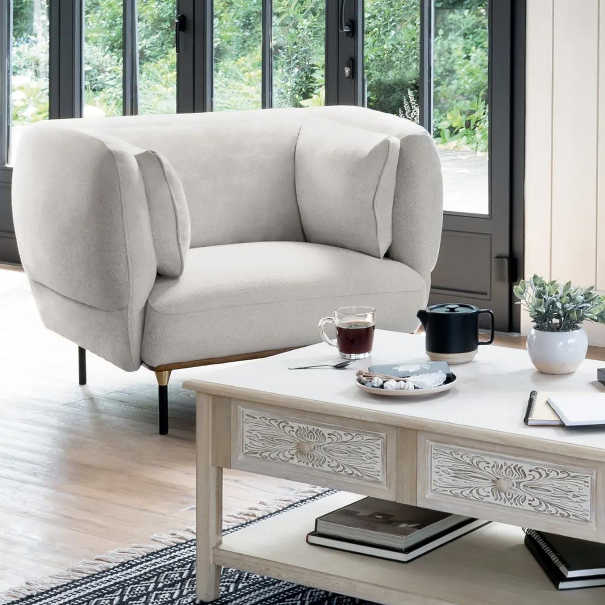 Voir la diapositive 4 : ATMOSPHERA Fauteuil design  isée  113cm gris clair