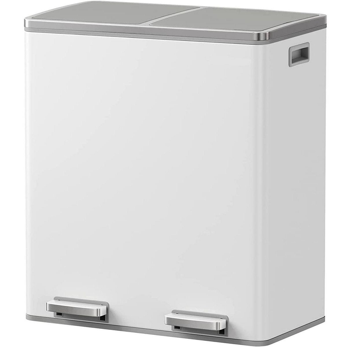 Kitchen move Poubelle de cuisine tri sélectif MAJOR Blanc Acier inoxydable 60L