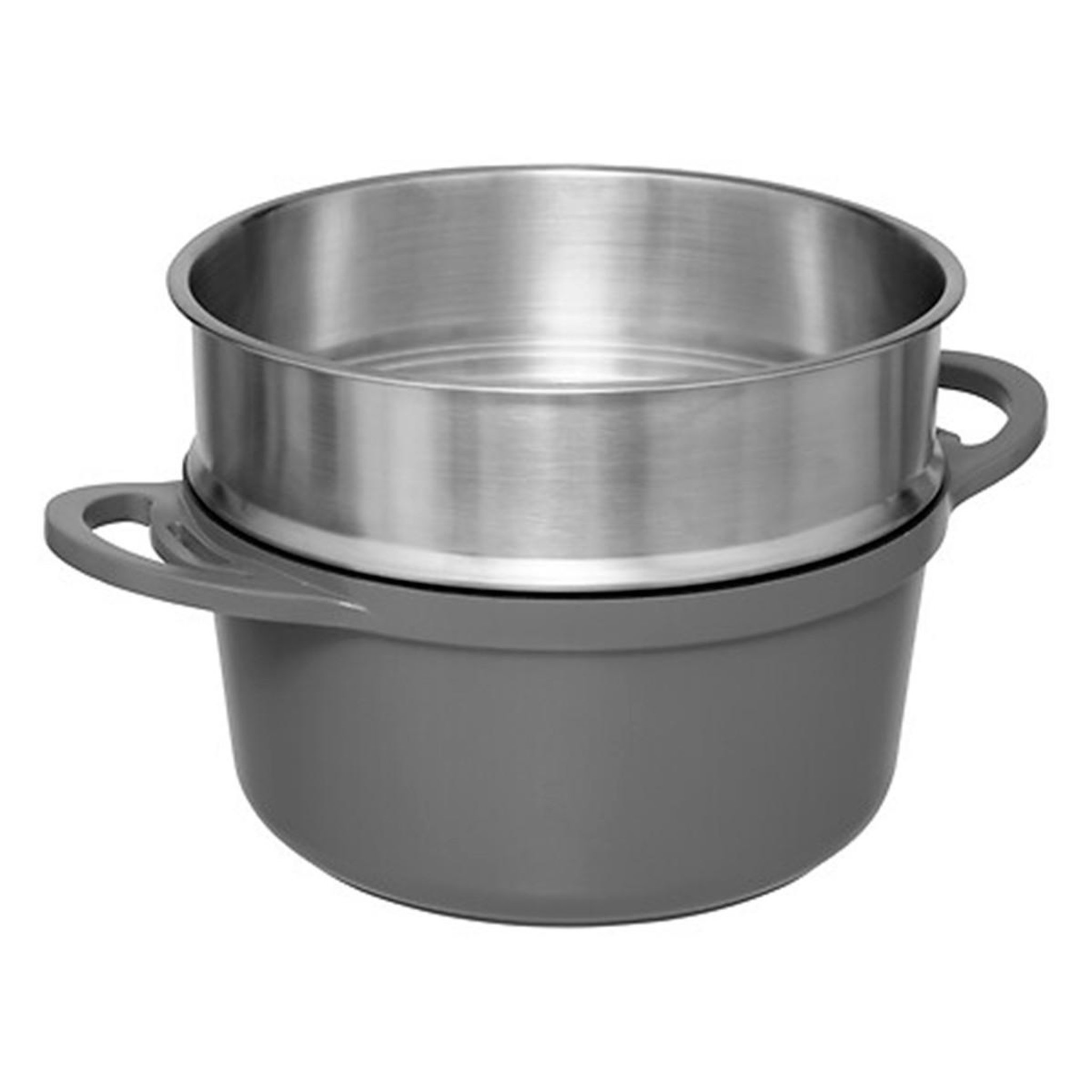 Voir la diapositive 2 : FIVE Cocotte avec panier vapeur  kirk  24cm gris