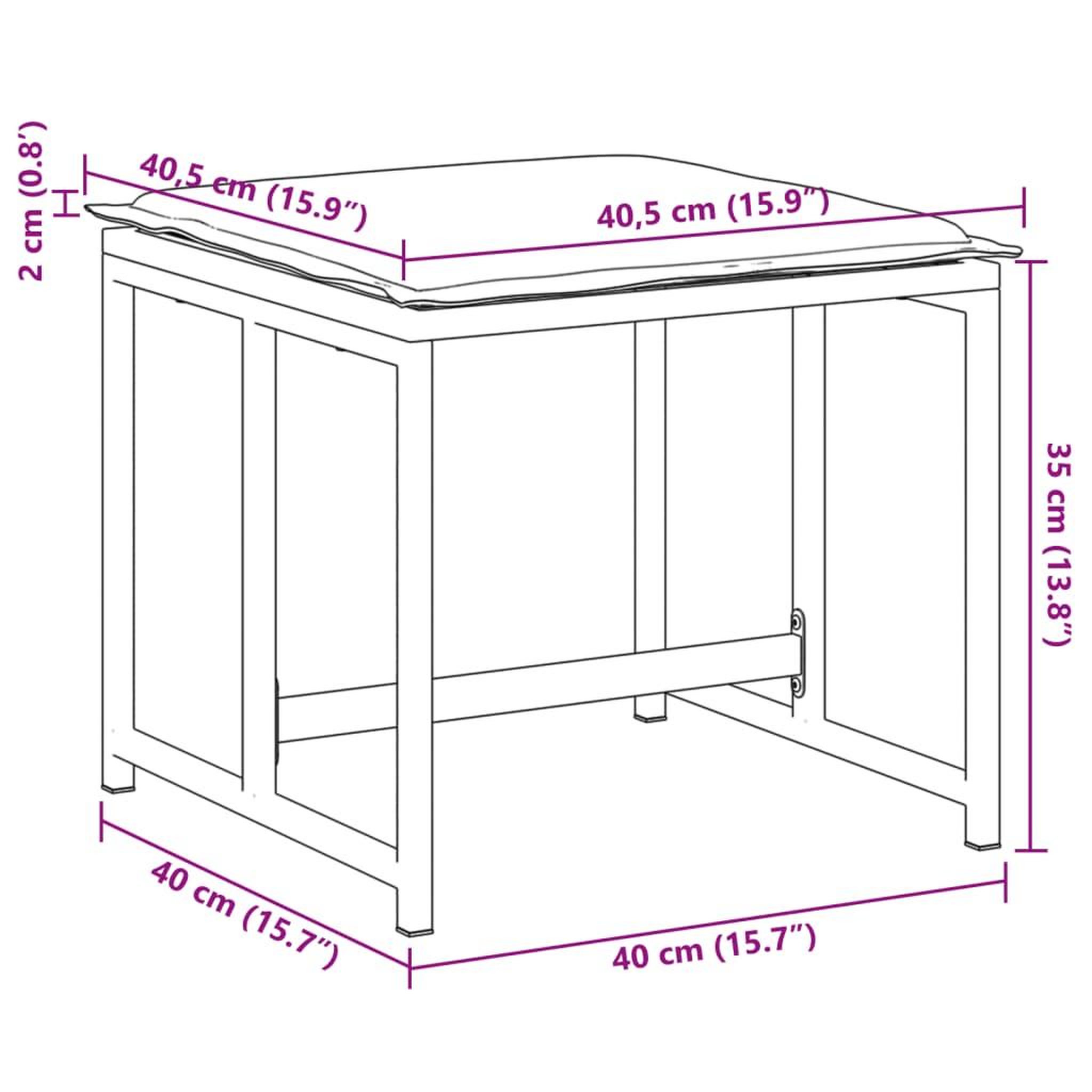 Voir la diapositive 6 : VIDAXL Tabourets de jardin avec coussins 4pcs blanc acier et textilene
