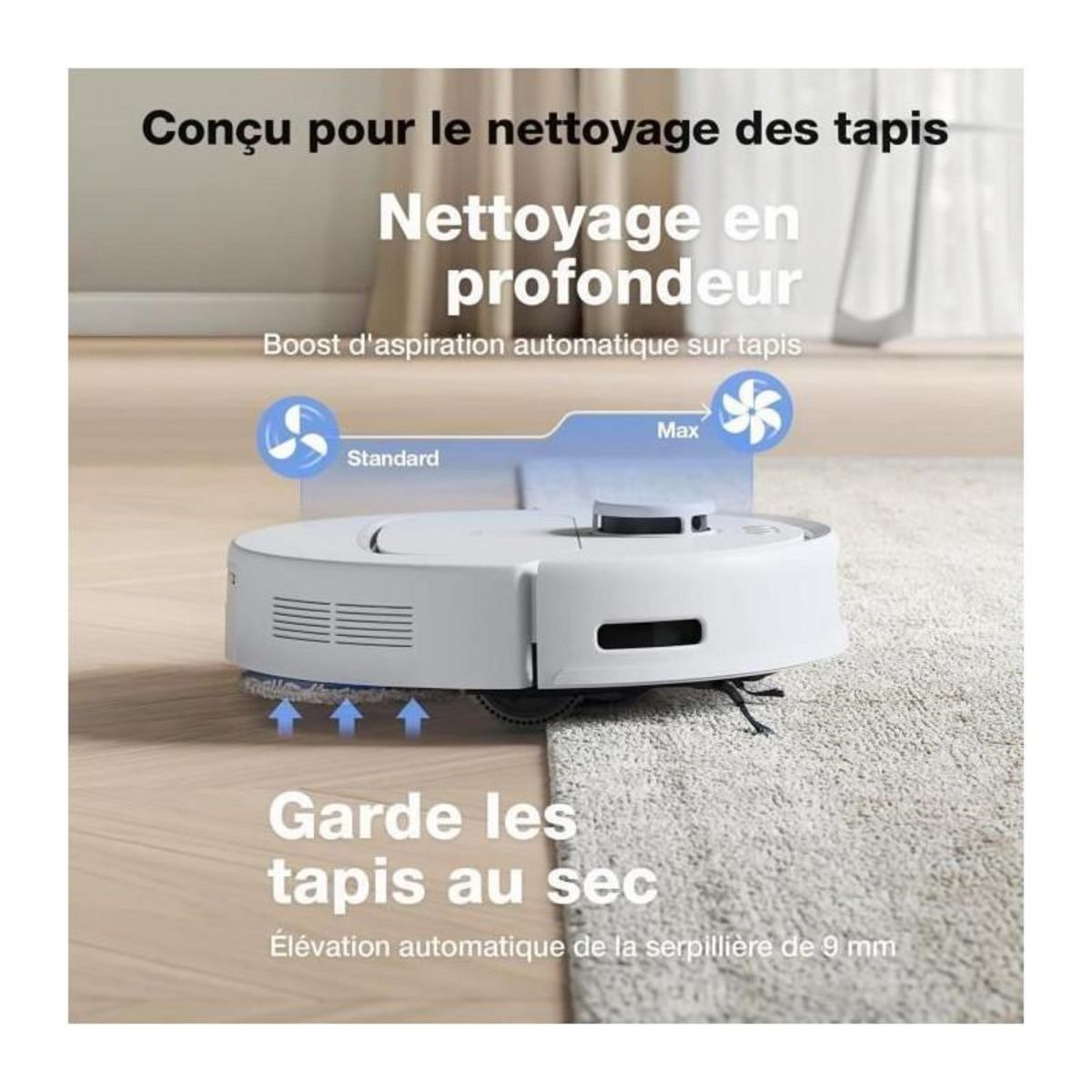 ECOVACS Robot Aspirateur Laveur avec Station de Vidage Automatique- ECOVACS N30 Pro OMNI - Puissance 10000Pa - Nettoyage a l'eau Chaude
