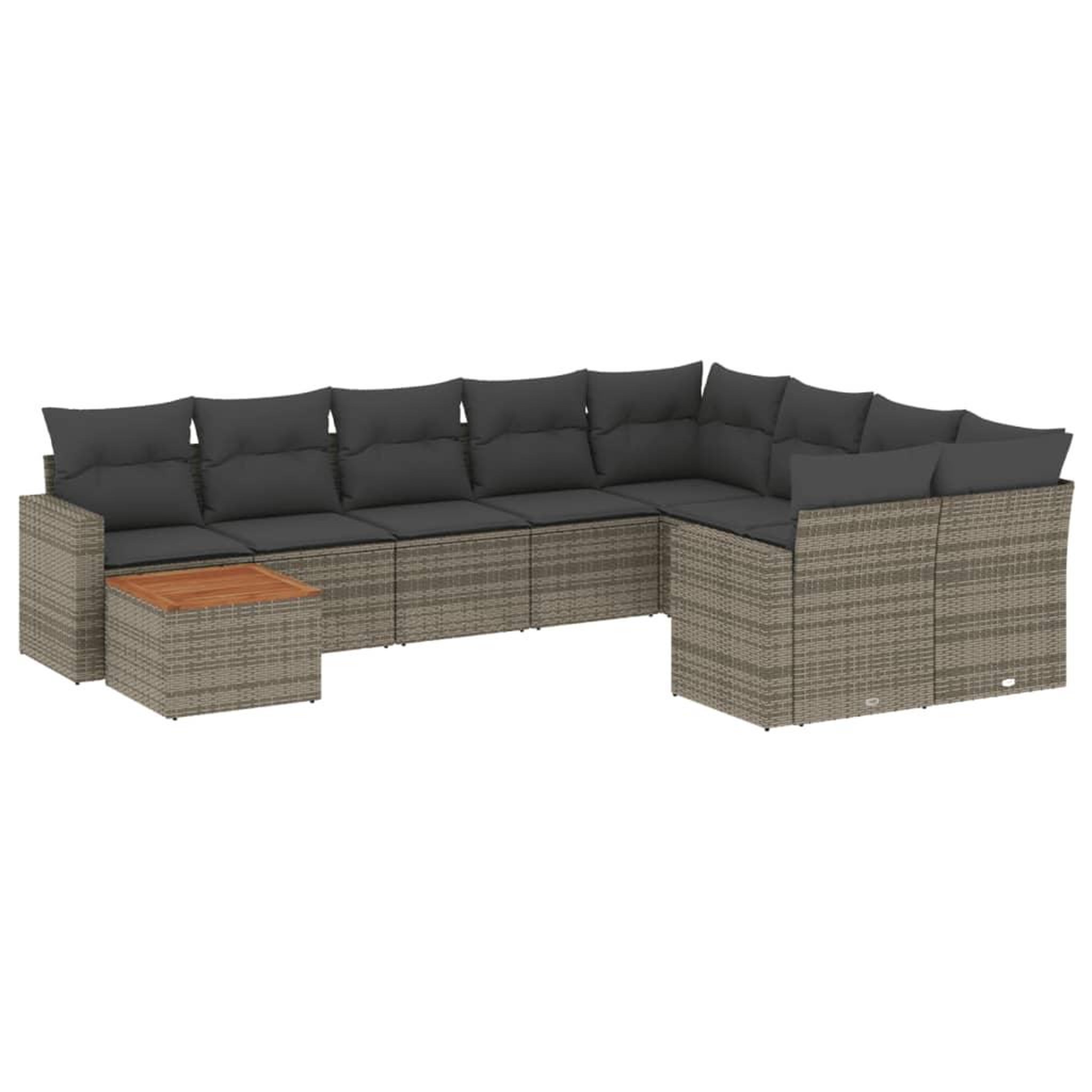 Voir la diapositive 2 : VIDAXL Salon de jardin avec coussins 10 pcs gris resine tressee