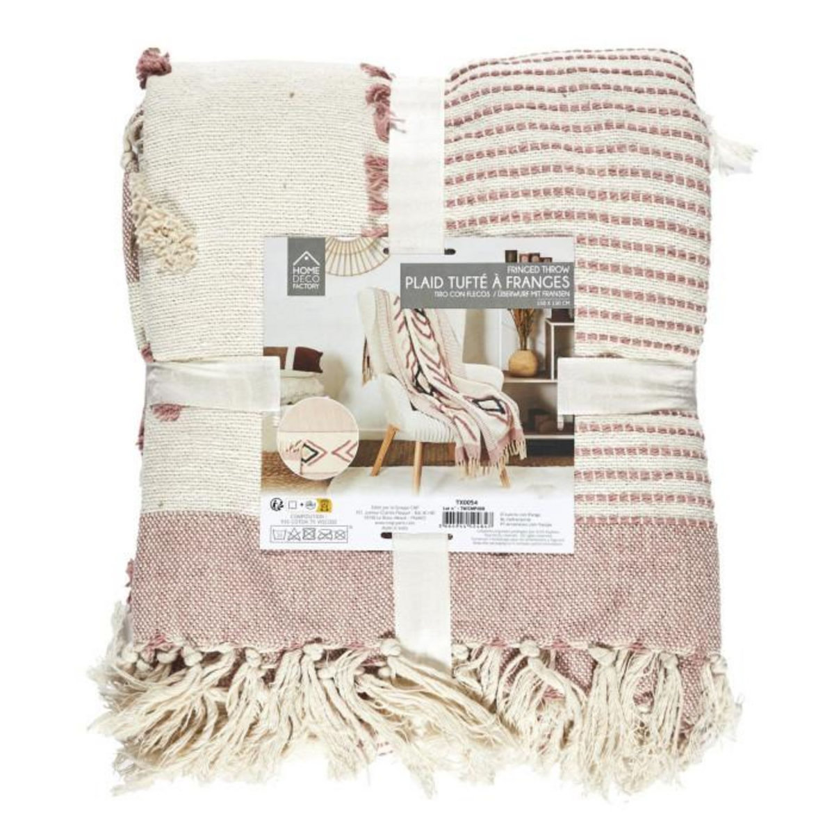 Paris Prix Plaid Tufté Franges  Ethnique  130x150cm Terracotta