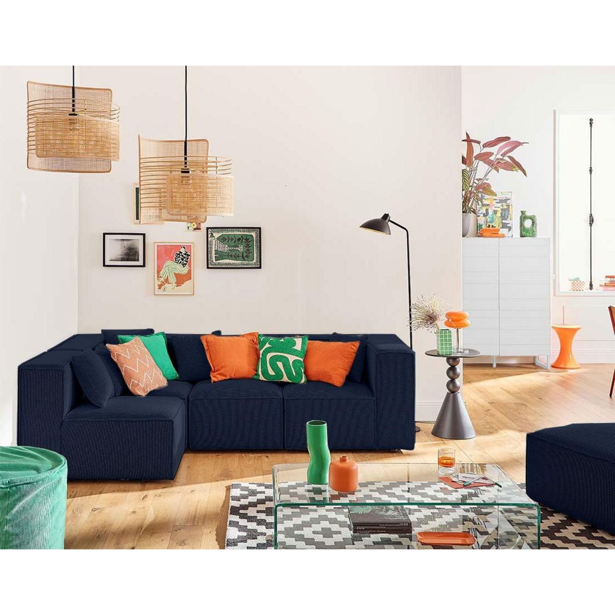 LISA DESIGN Arty - canapé modulable d'angle gauche 5 places - en tissu mailles 3d