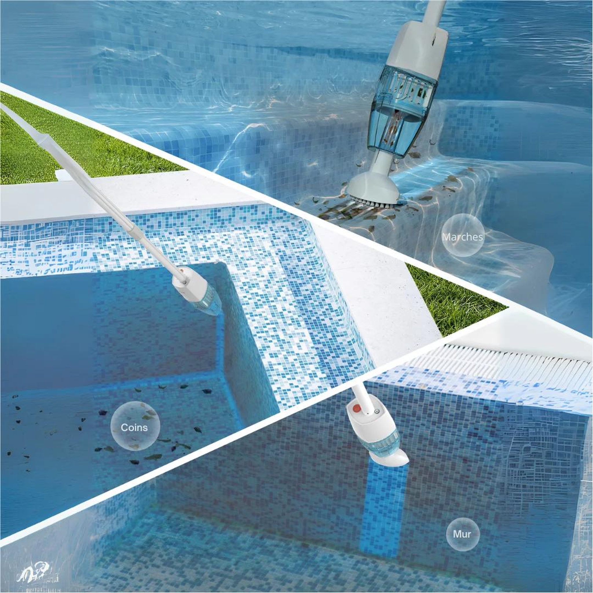 Voir la diapositive 4 : WYBOT Aspirateur à main pour piscine et spa avec manche télescopique - HYSON 100