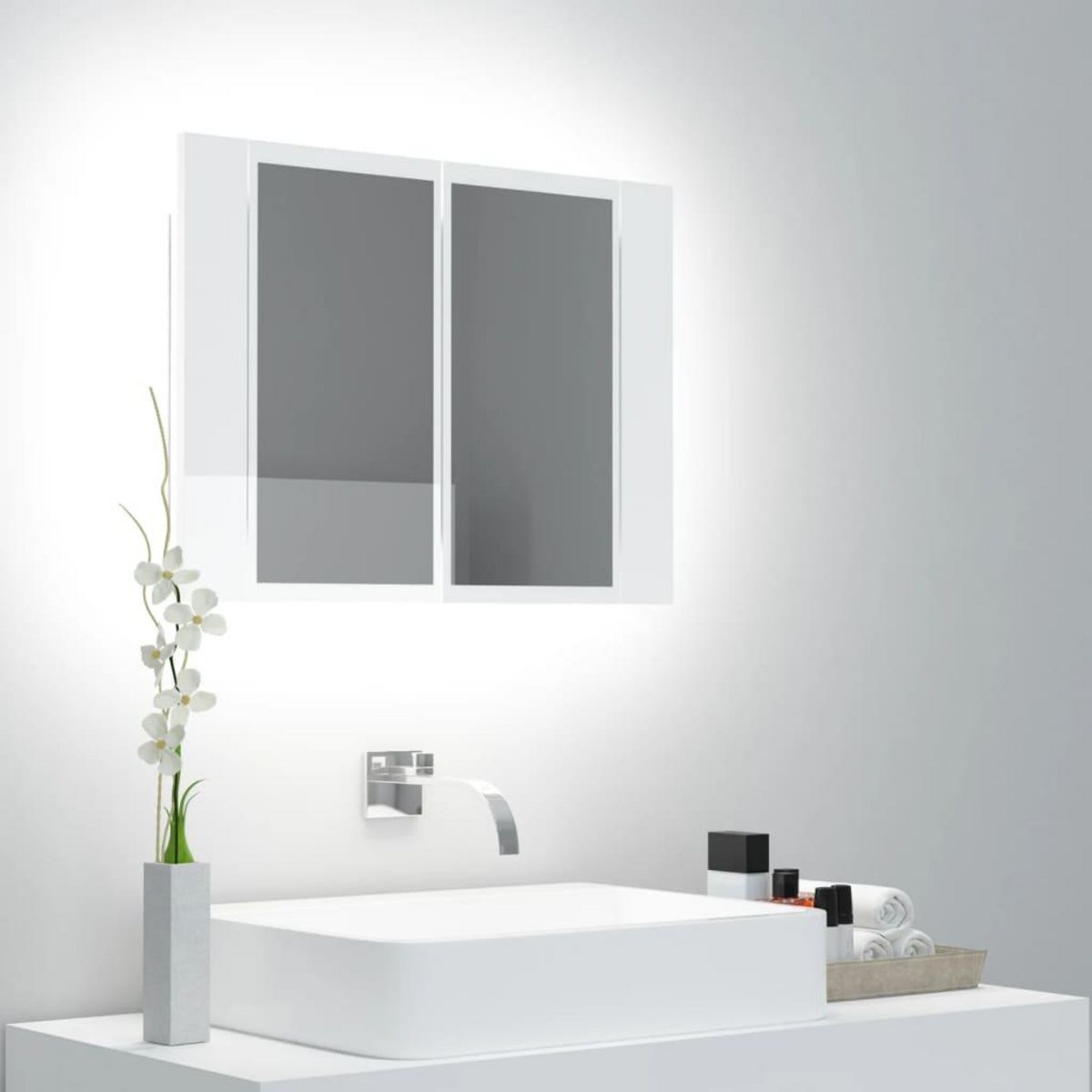 VIDAXL Armoire a miroir de bain a LED Blanc brillant Acrylique