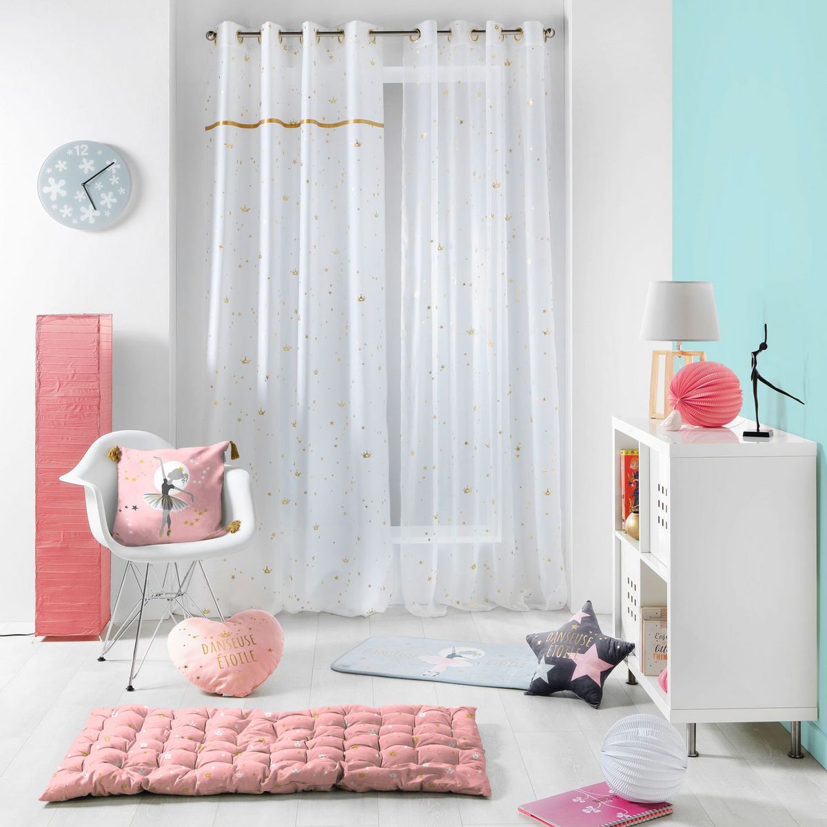 Douceur D'intérieur Rideau imprimé à &oelig;illets en polyester avec ruban DANSEUSE ETOILE