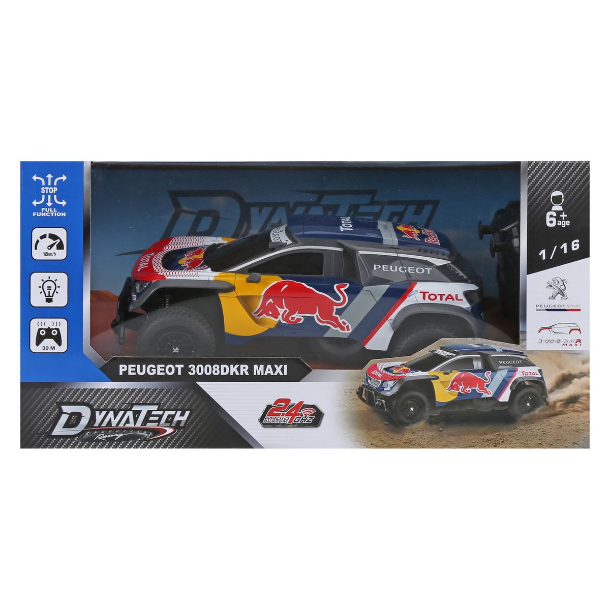 Voiture Peugeot Dakar 3008 Red Bull radiocommandée 1/16ème