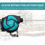 Voir la diapositive 6 : OUTSUNNY Dévidoir mural enrouleur automatique pivotant 180° tuyau 10 + 1 m avec lance arrosage support mural intégré turquoise noir