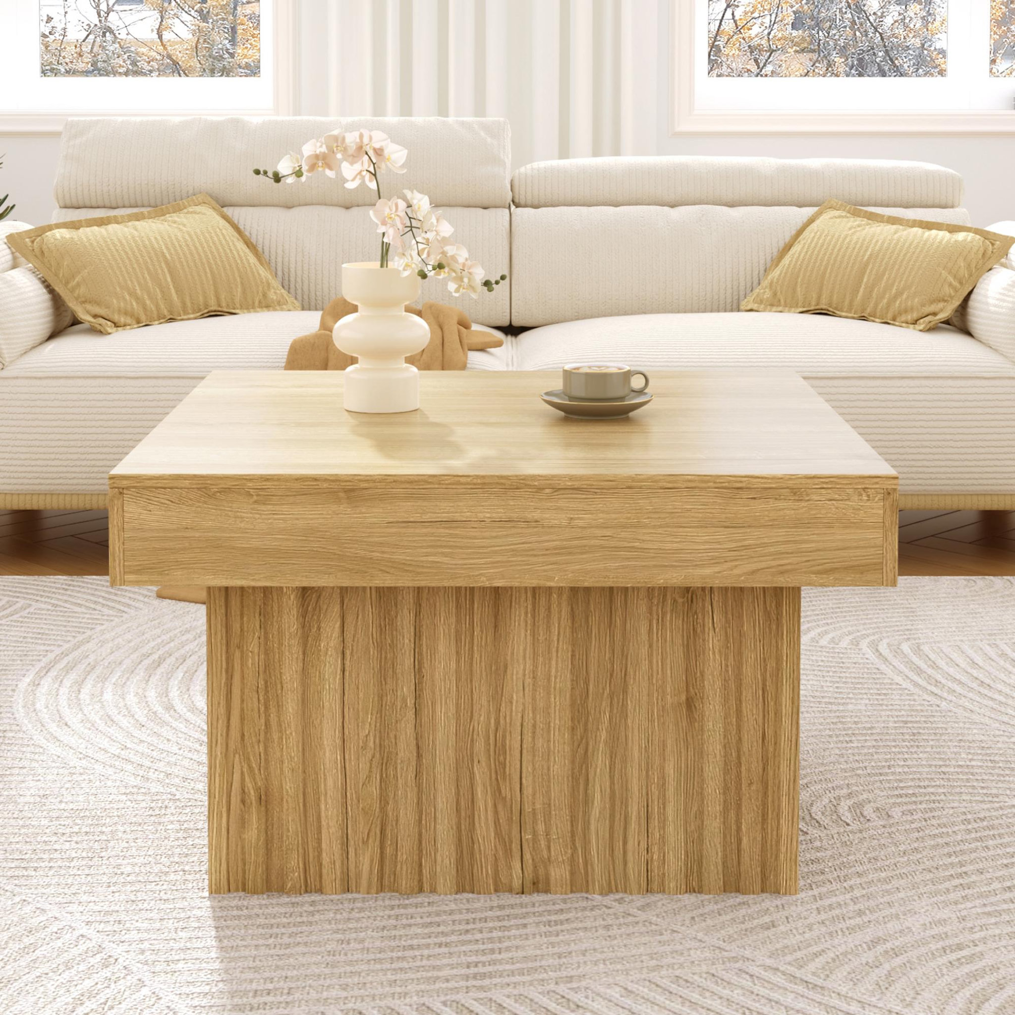 Voir la diapositive 2 : MERAX Table basse carrée naturel - 79x79 cm mdf