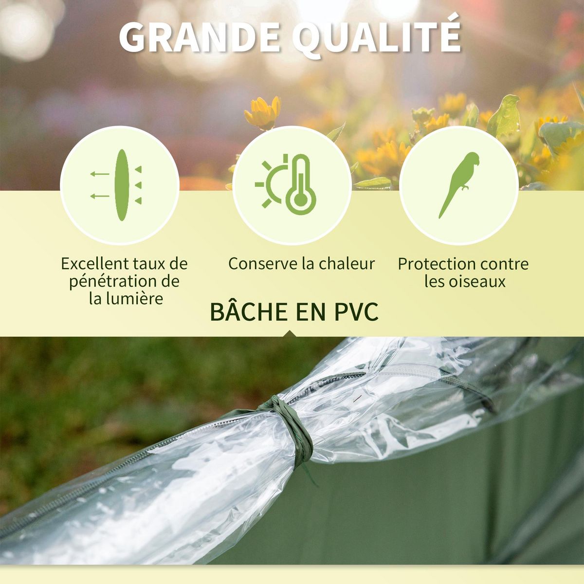 OUTSUNNY Serre pop-up - serre de jardin pop-up - 4 portes zippées enroulables - dim. 2,5L x 1,25l x 1,35H m - sac transport inclus - PVC vert