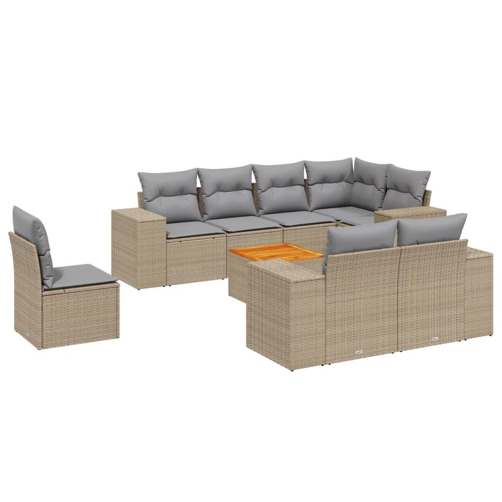 Voir la diapositive 2 : VIDAXL Salon de jardin avec coussins 9 pcs beige resine tressee