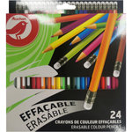 AUCHAN Etui de 24 crayons de couleur effaçables avec embout gomme
