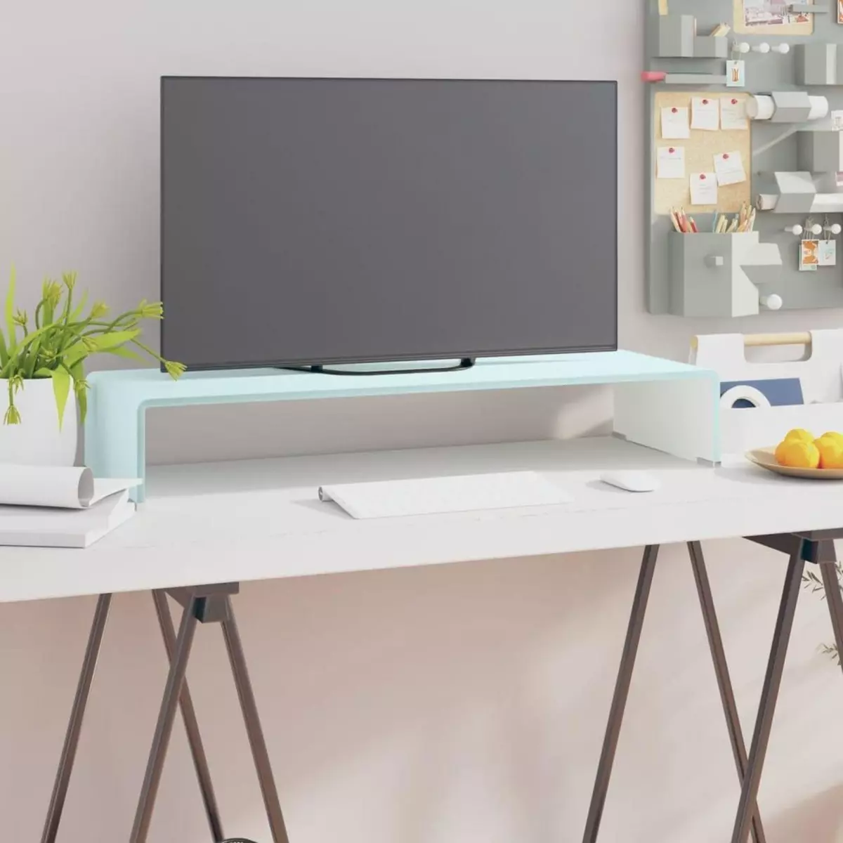 VIDAXL Meuble TV/Support pour moniteur 80x30x13 cm verre vert