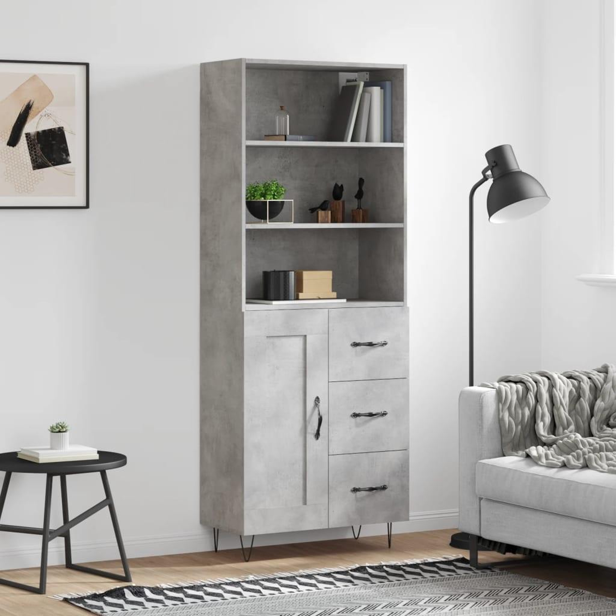 VIDAXL Buffet haut Gris beton 69,5x34x180 cm Bois d'ingenierie