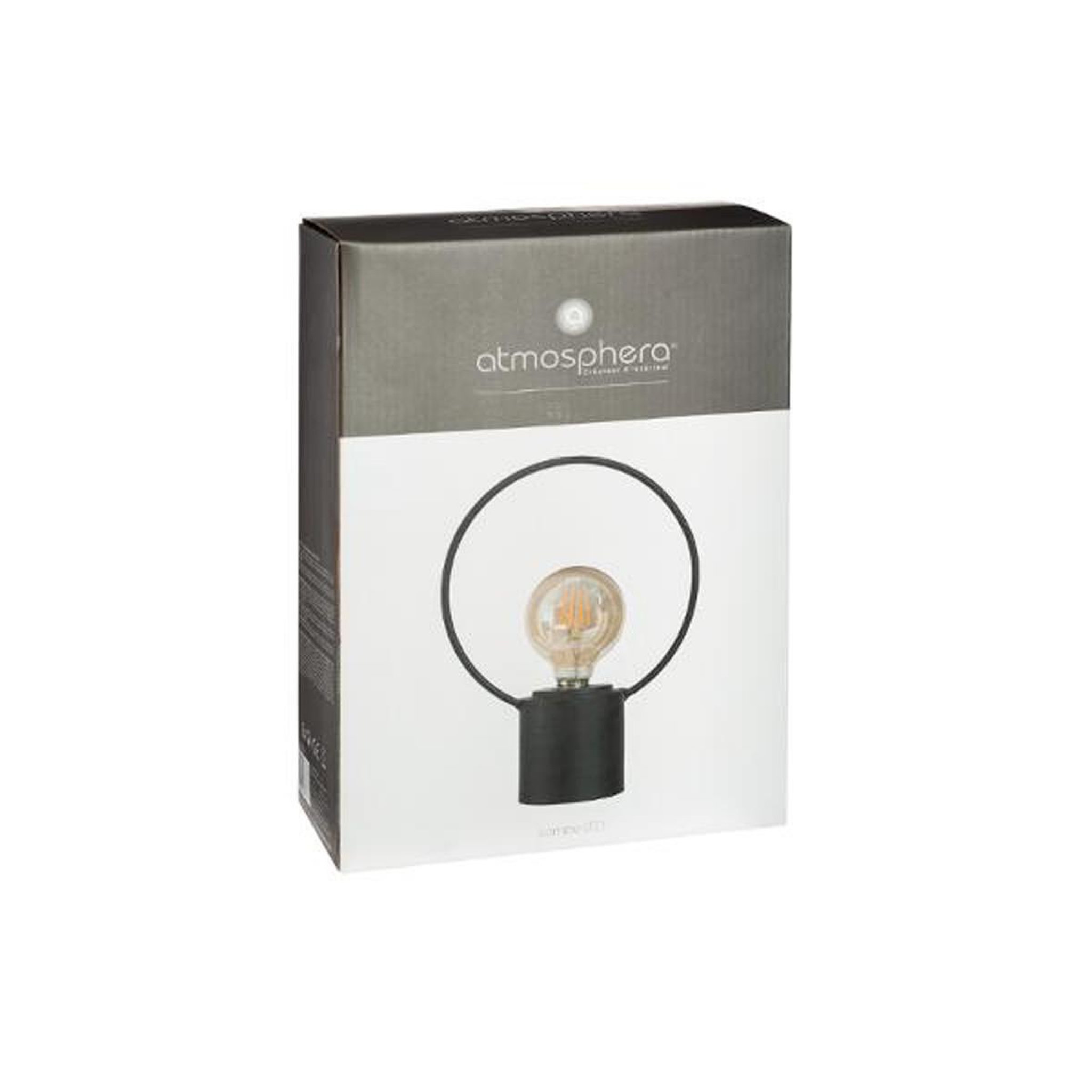 Voir la diapositive 2 : ATMOSPHERA Lampe à poser en métal  cerceau  26cm noir
