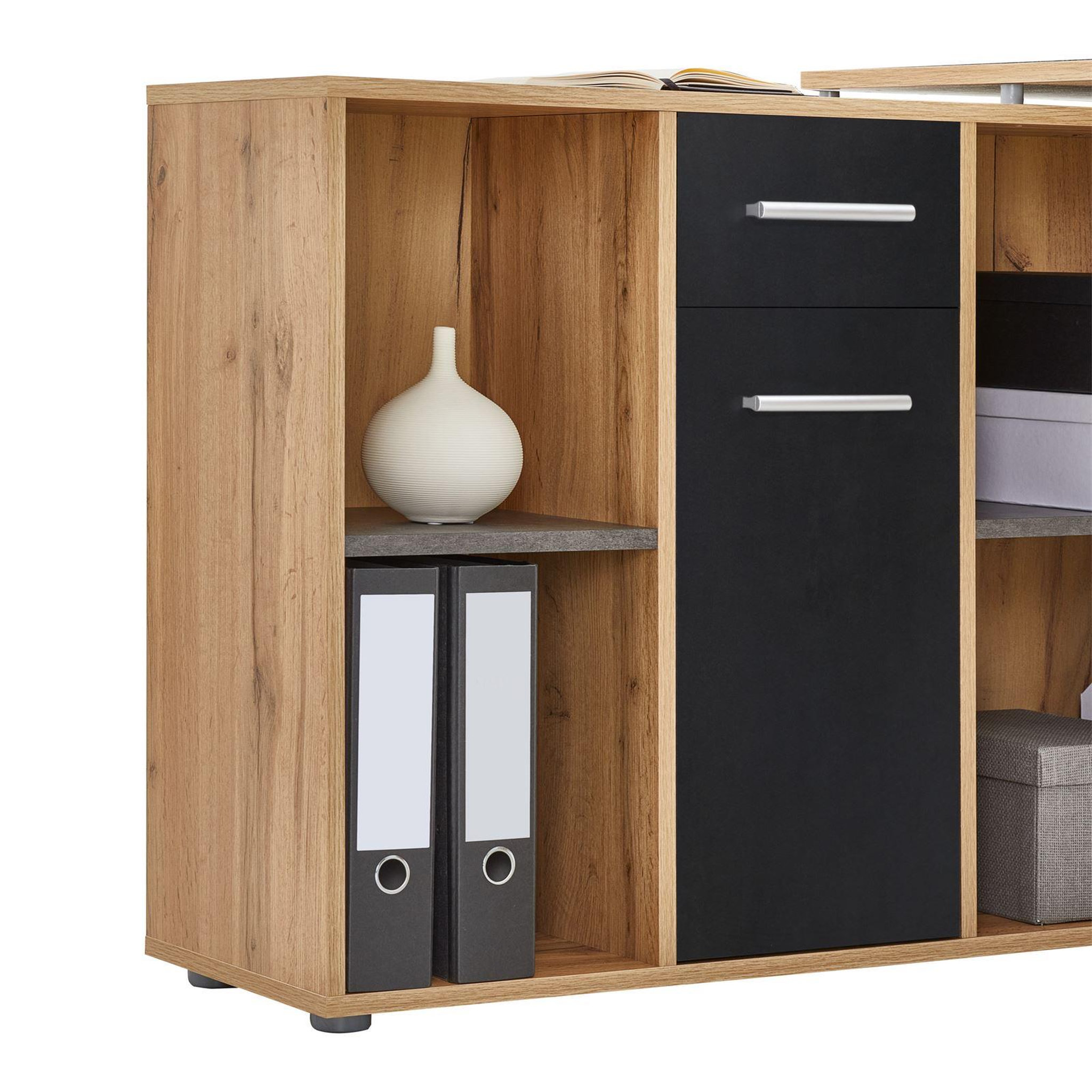 Voir la diapositive 6 : IDIMEX Bureau d'angle carmen avec meuble de rangement