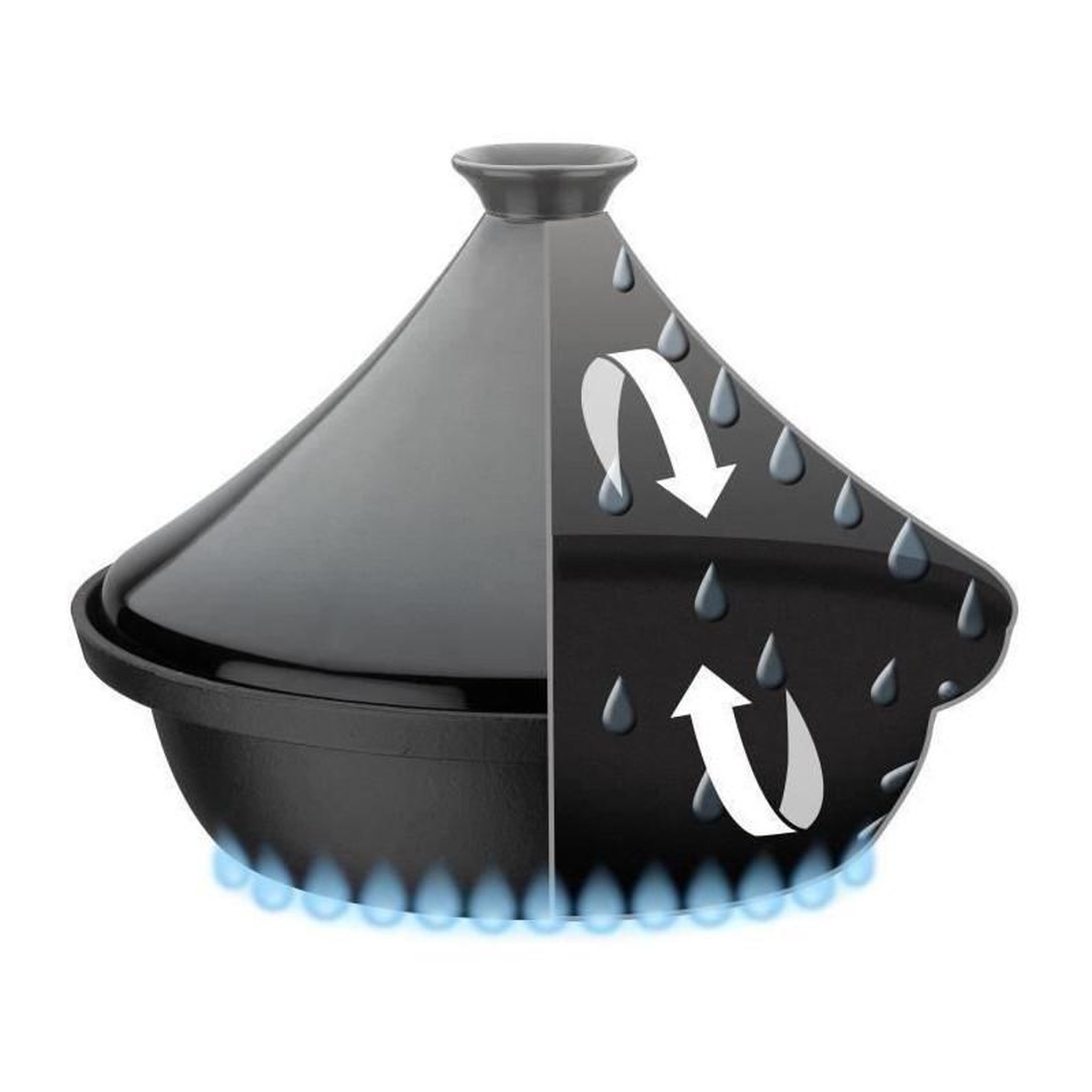 Voir la diapositive 3 : GSW Tajine fonte massive - GSW - 30 x 22 cm - Couvercle céramique - Induction - Gris
