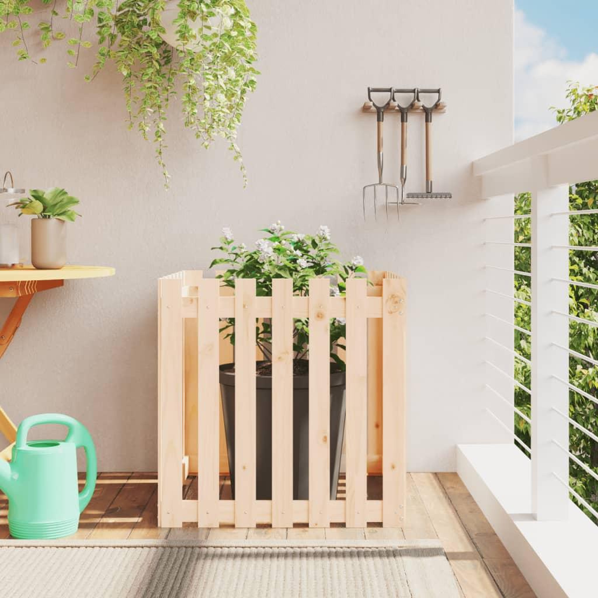 VIDAXL Jardiniere avec design de cloture 70x70x70 cm pin massif