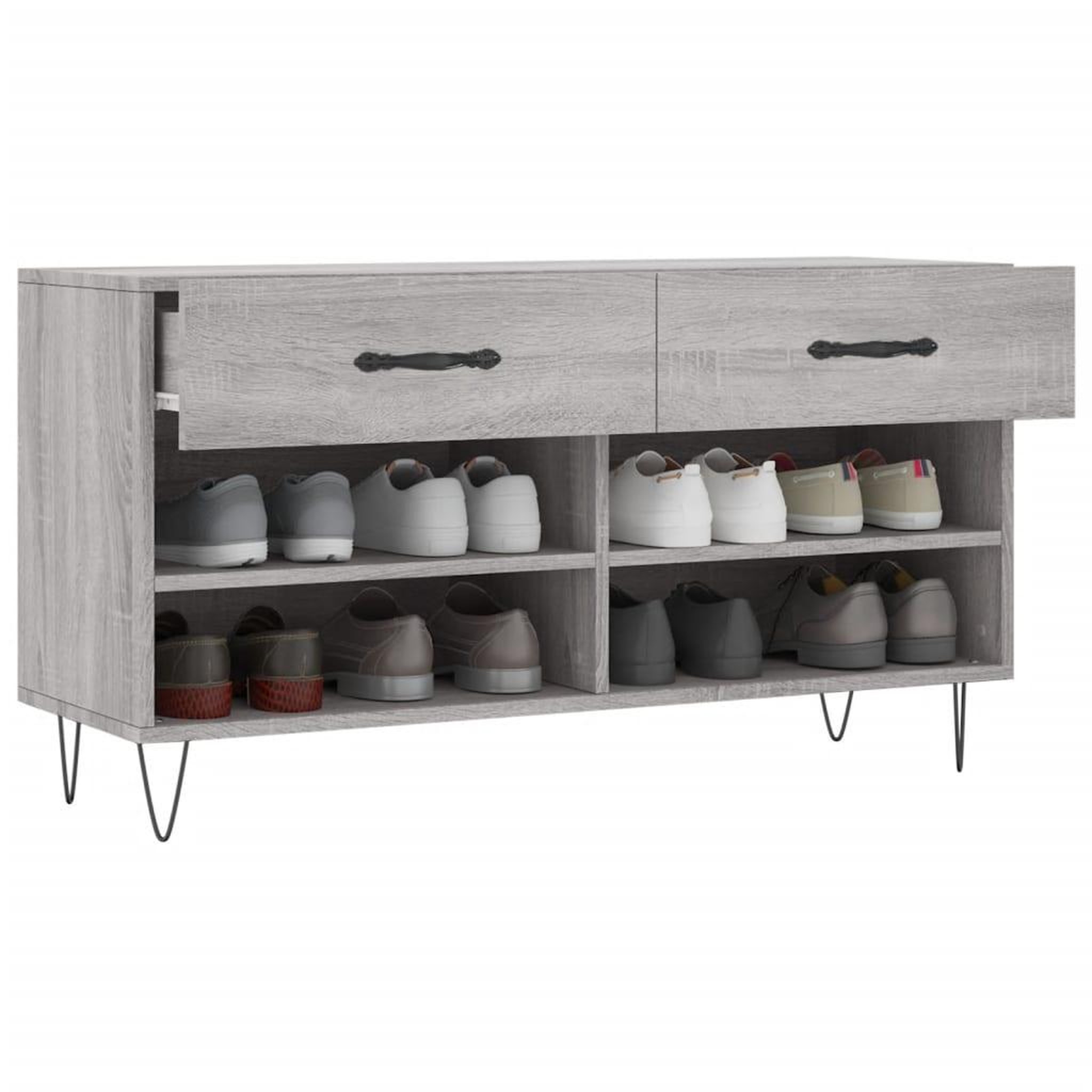 Voir la diapositive 4 : VIDAXL Banc a chaussures sonoma gris 102x35x55 cm bois d'ingenierie