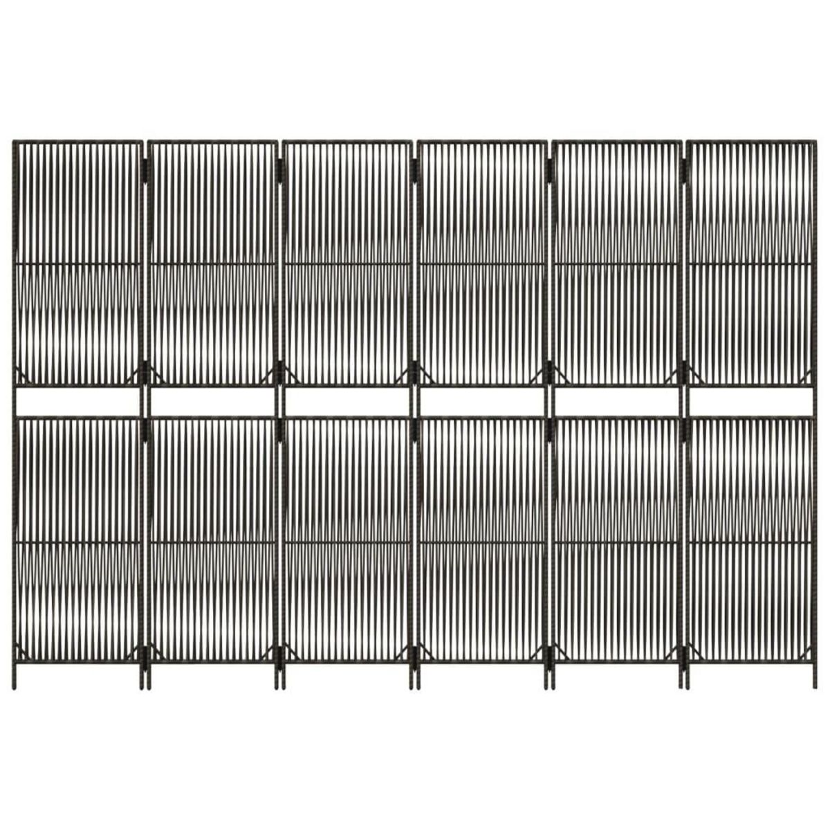 VIDAXL Cloison de separation 6 panneaux gris resine tressee