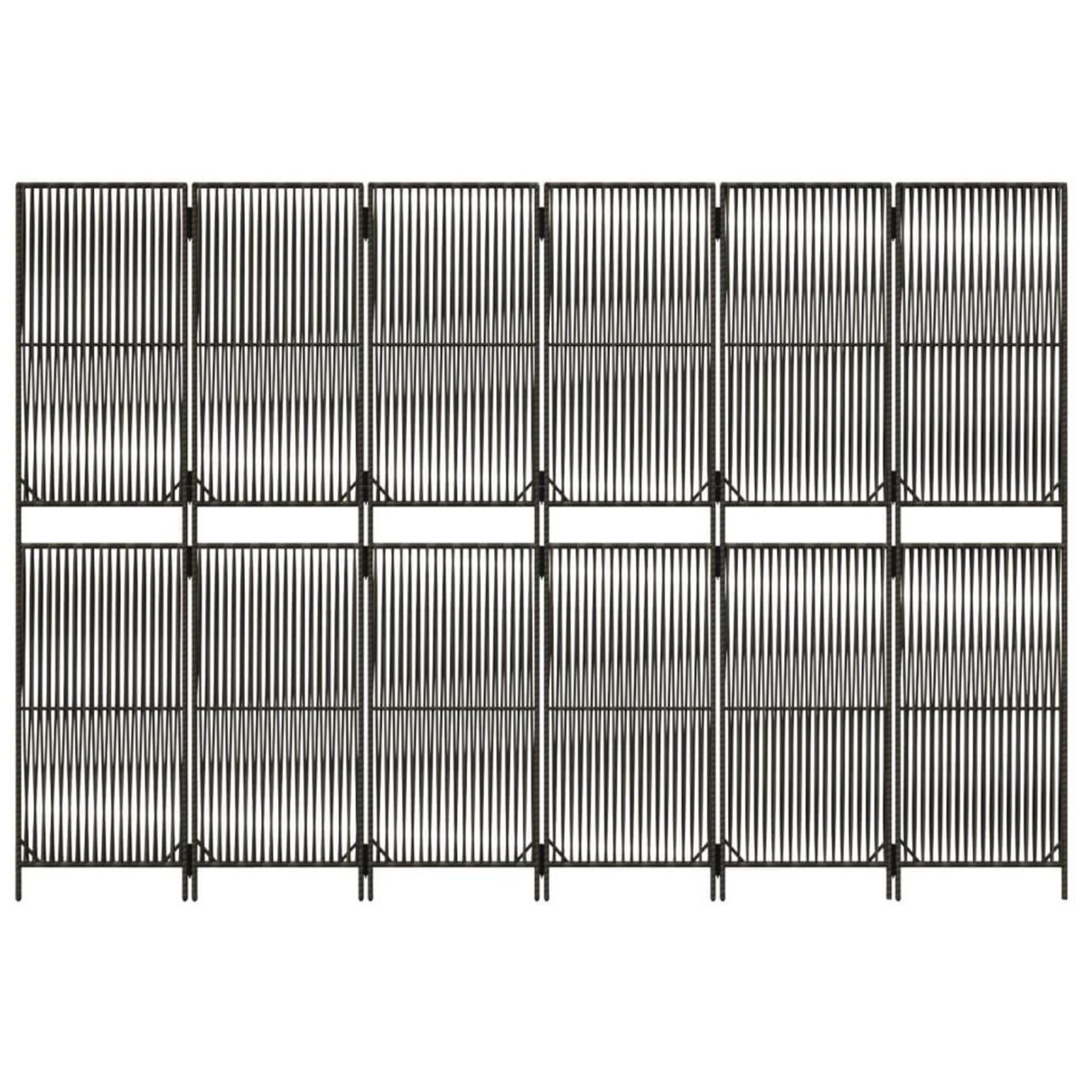 VIDAXL Cloison de separation 6 panneaux gris resine tressee