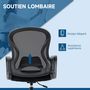Voir la diapositive 6 : VINSETTO Fauteuil de bureau chaise de bureau assise haute réglable dim. 59L x 65l x 109-124H cm pivotant 360° maille respirante noir
