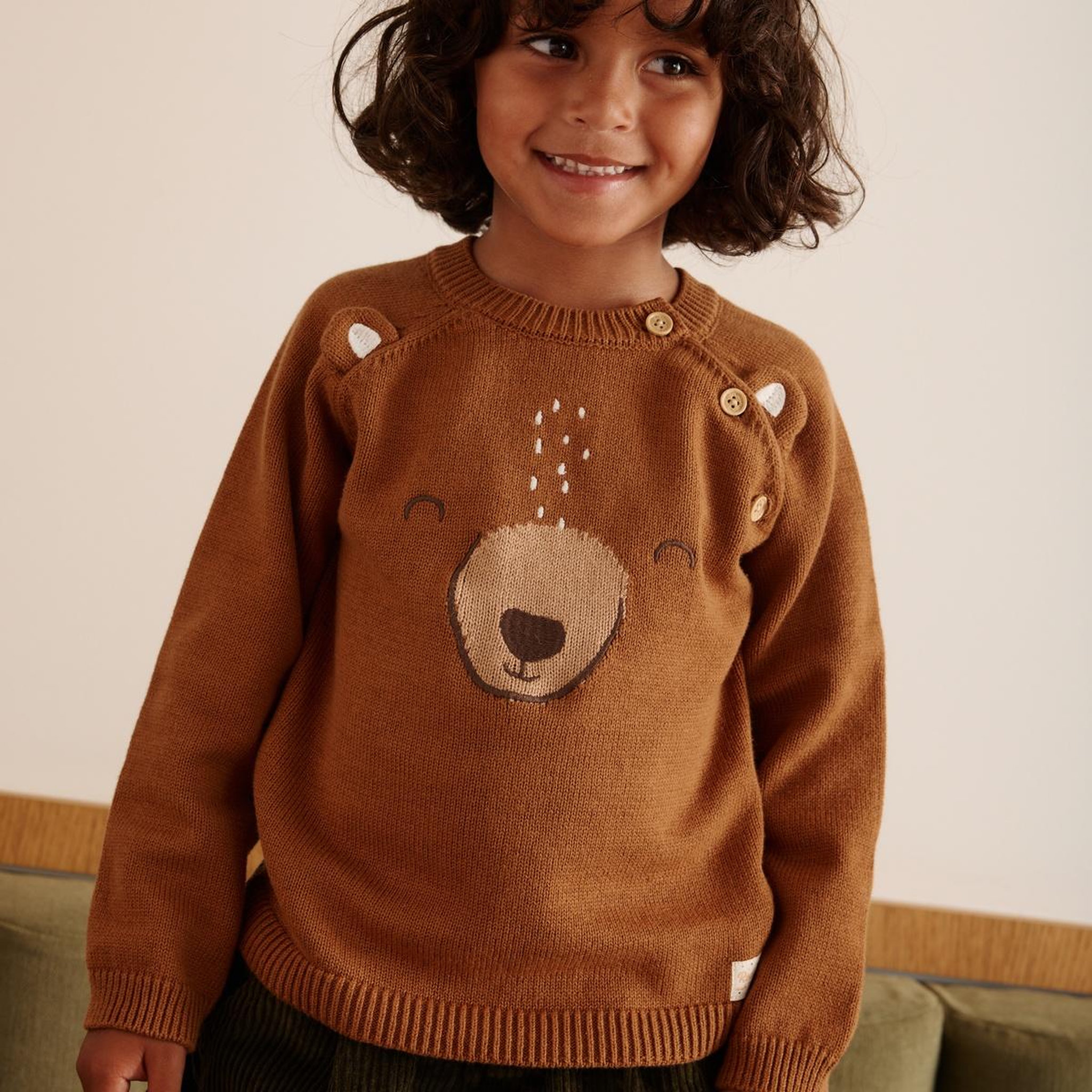 Voir la diapositive 4 : PETIT BEGUIN Pull bébé en tricot moka