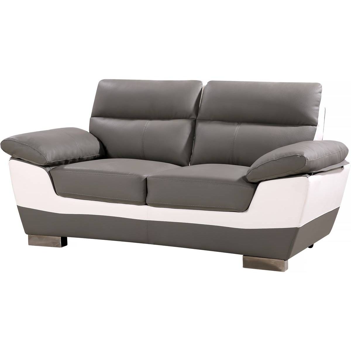 Habitat et Jardin Canapé fixe en cuir reconstitué et PVC   Dallas  - 169 x 88 x 90 cm - 2 places - Gris/Blanc