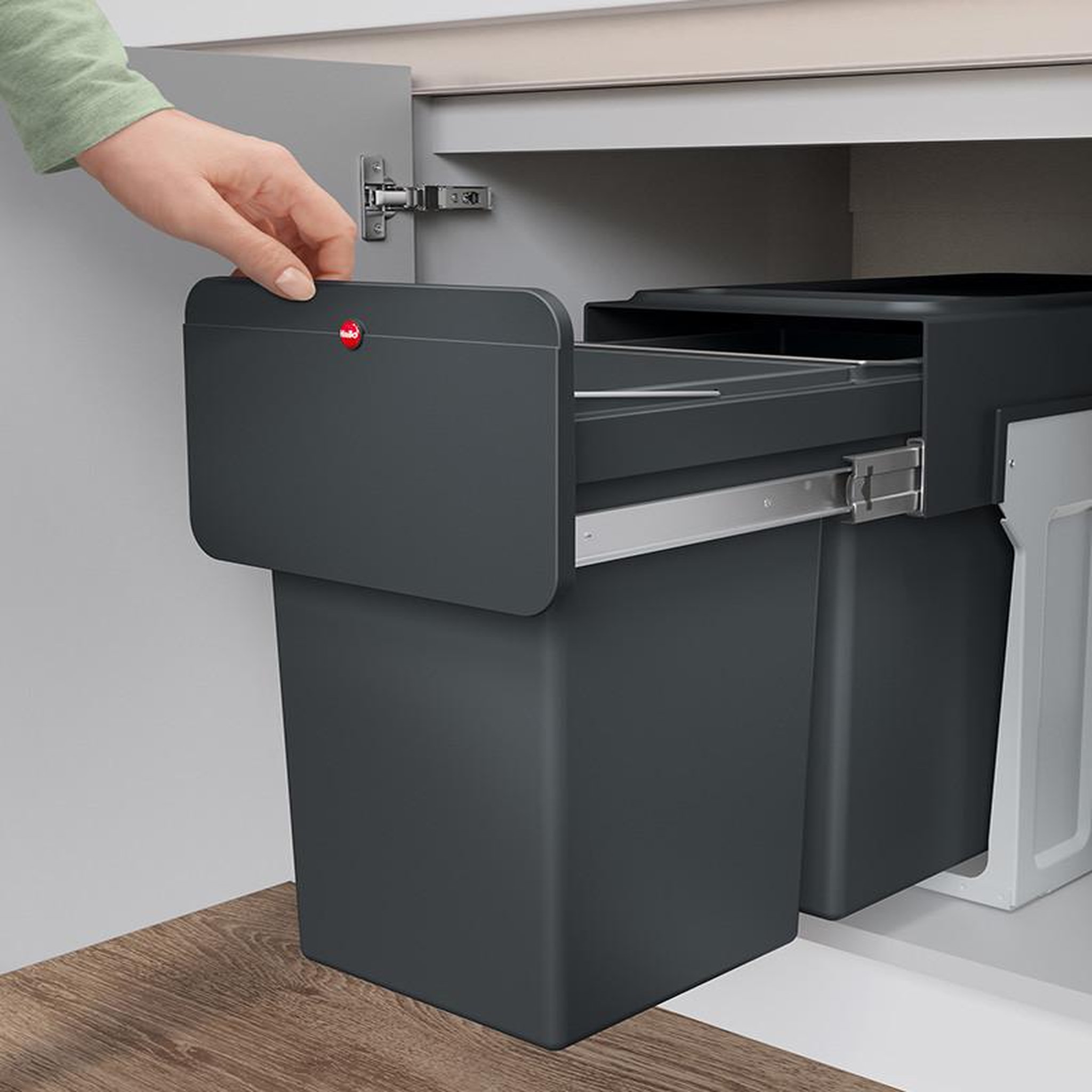 Voir la diapositive 4 : HAILO Poubelle de tri sélectif encastrable 28 litres (14+14) hailo ecoline design l duo