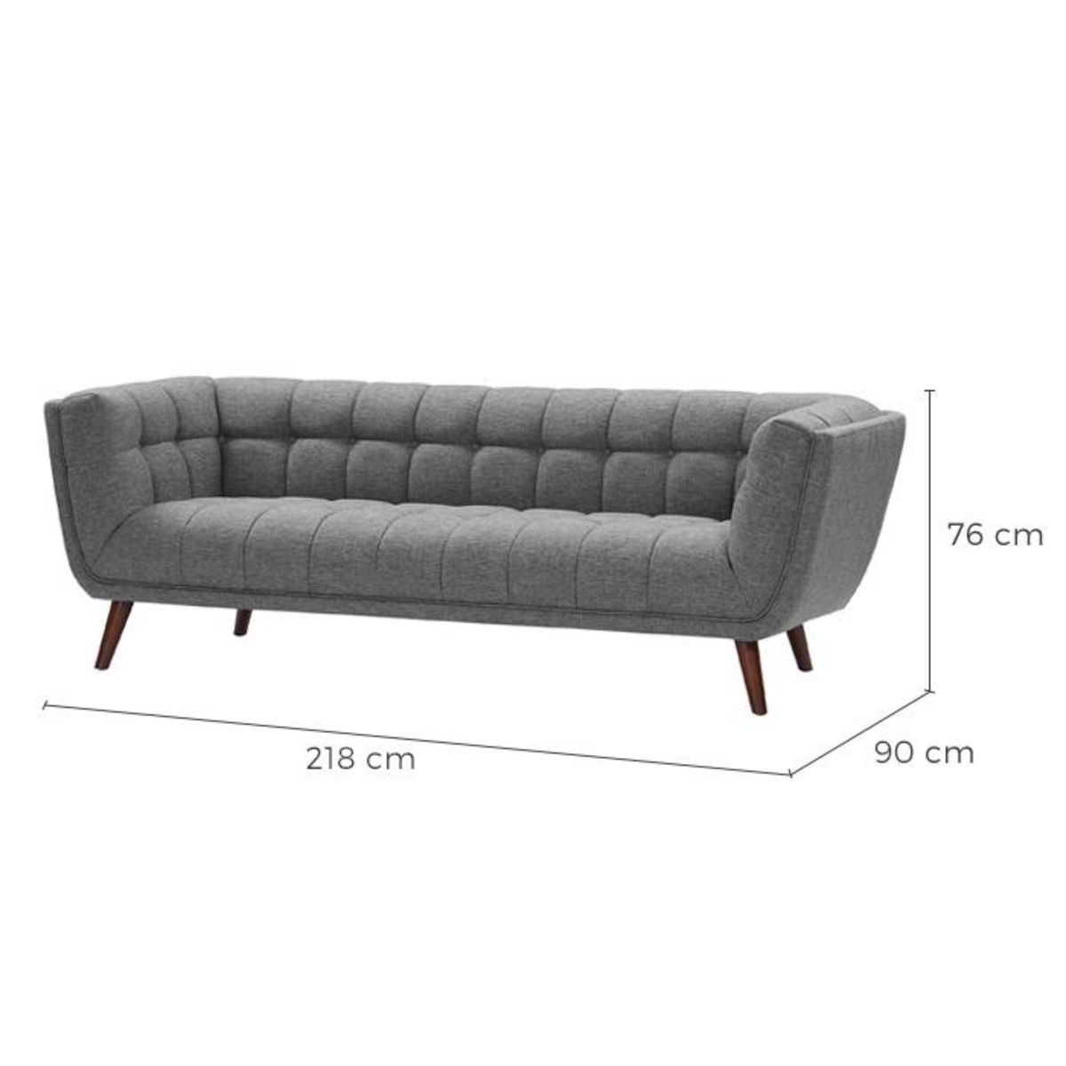 Rendez vous déco Canapé 3 places capitonné en tissu gris - Carmen