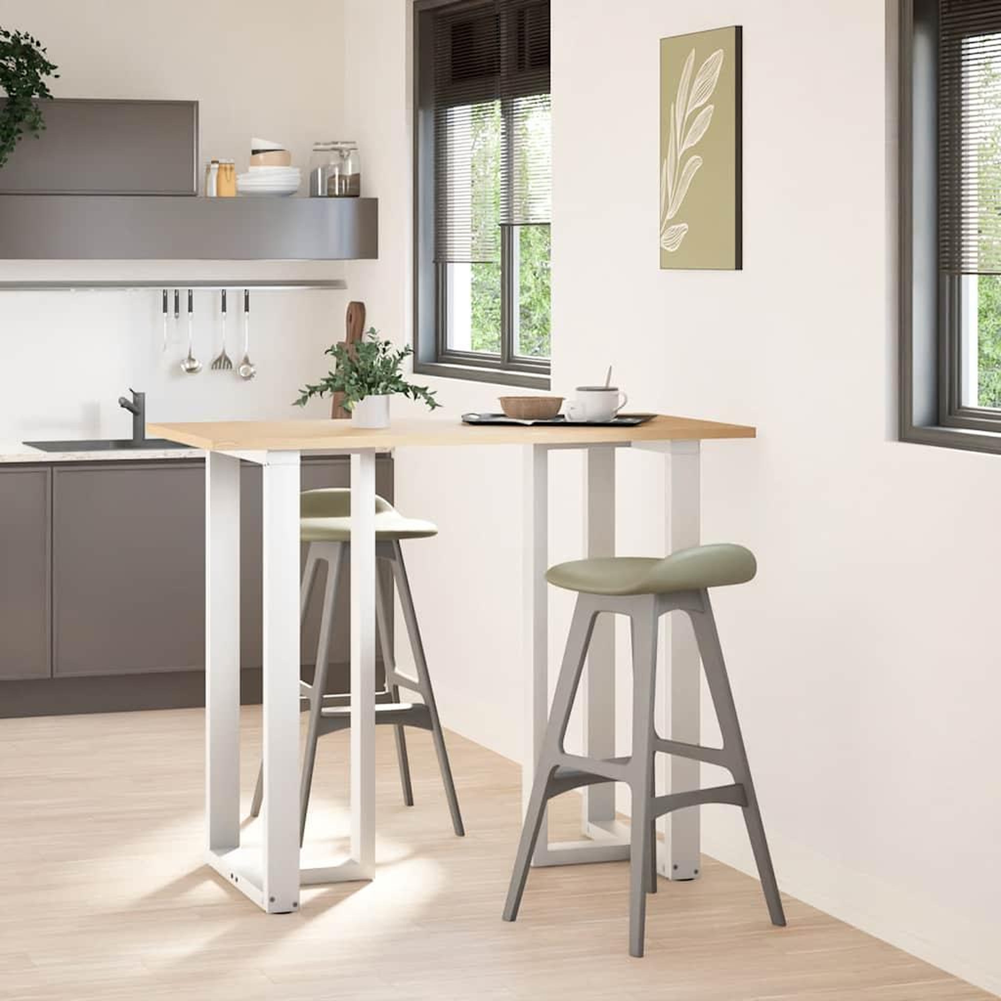 Voir la diapositive 2 : VIDAXL Pieds de table de bar forme de T 2 pcs blanc 60x35x(110-111) cm