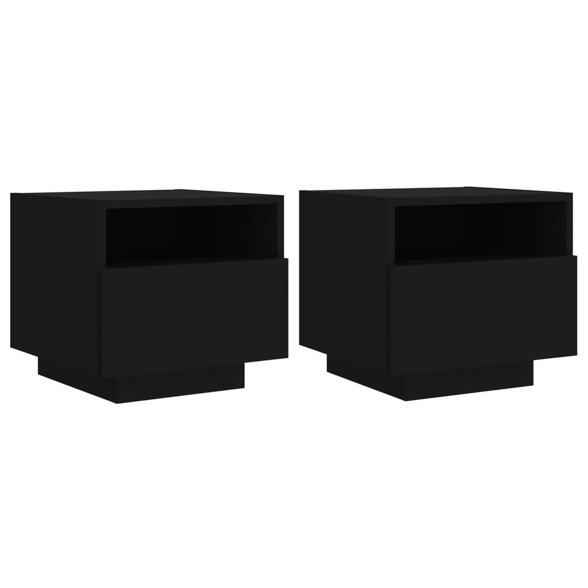 Voir la diapositive 2 : VIDAXL Armoires de chevet avec lumieres LED 2 pcs noir 40x39x37 cm