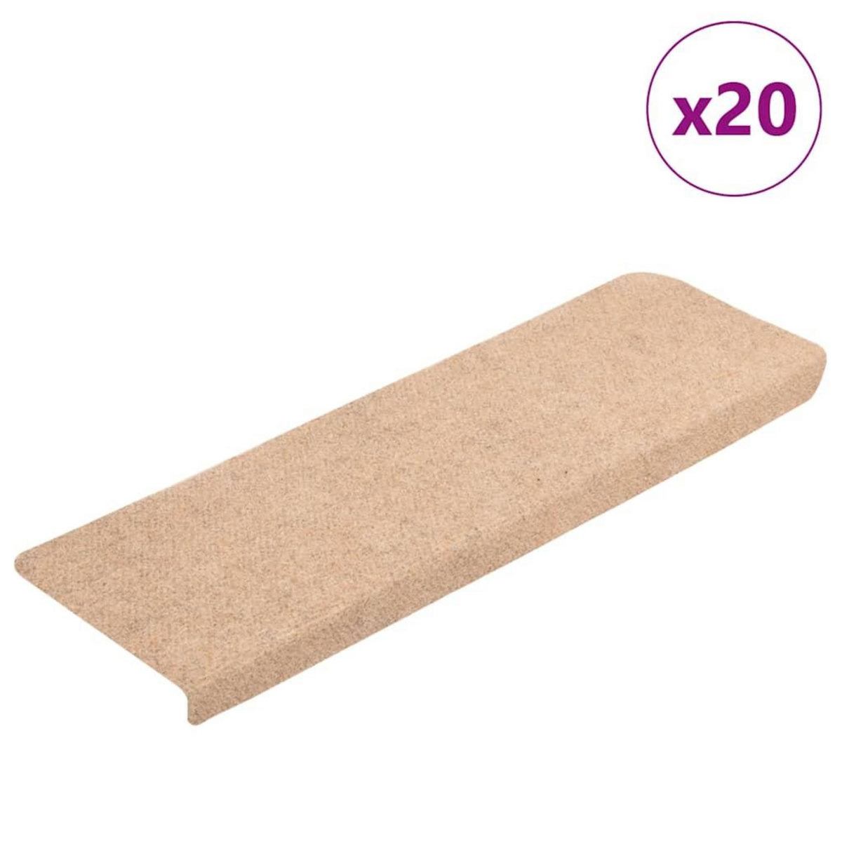 VIDAXL Tapis d'escalier autocollant 20 pcs creme 65x21x4 cm