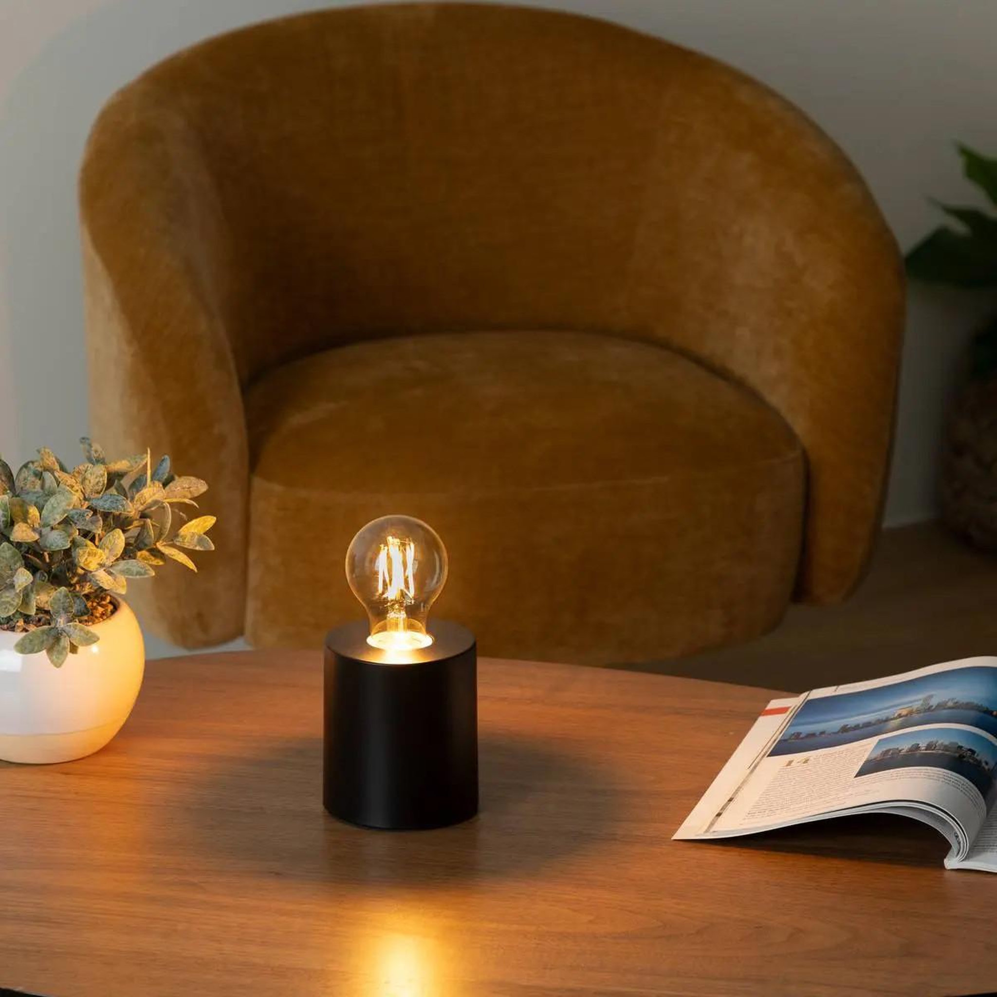 Voir la diapositive 2 : ATMOSPHERA Lampe à Poser  Tube  10cm Noir
