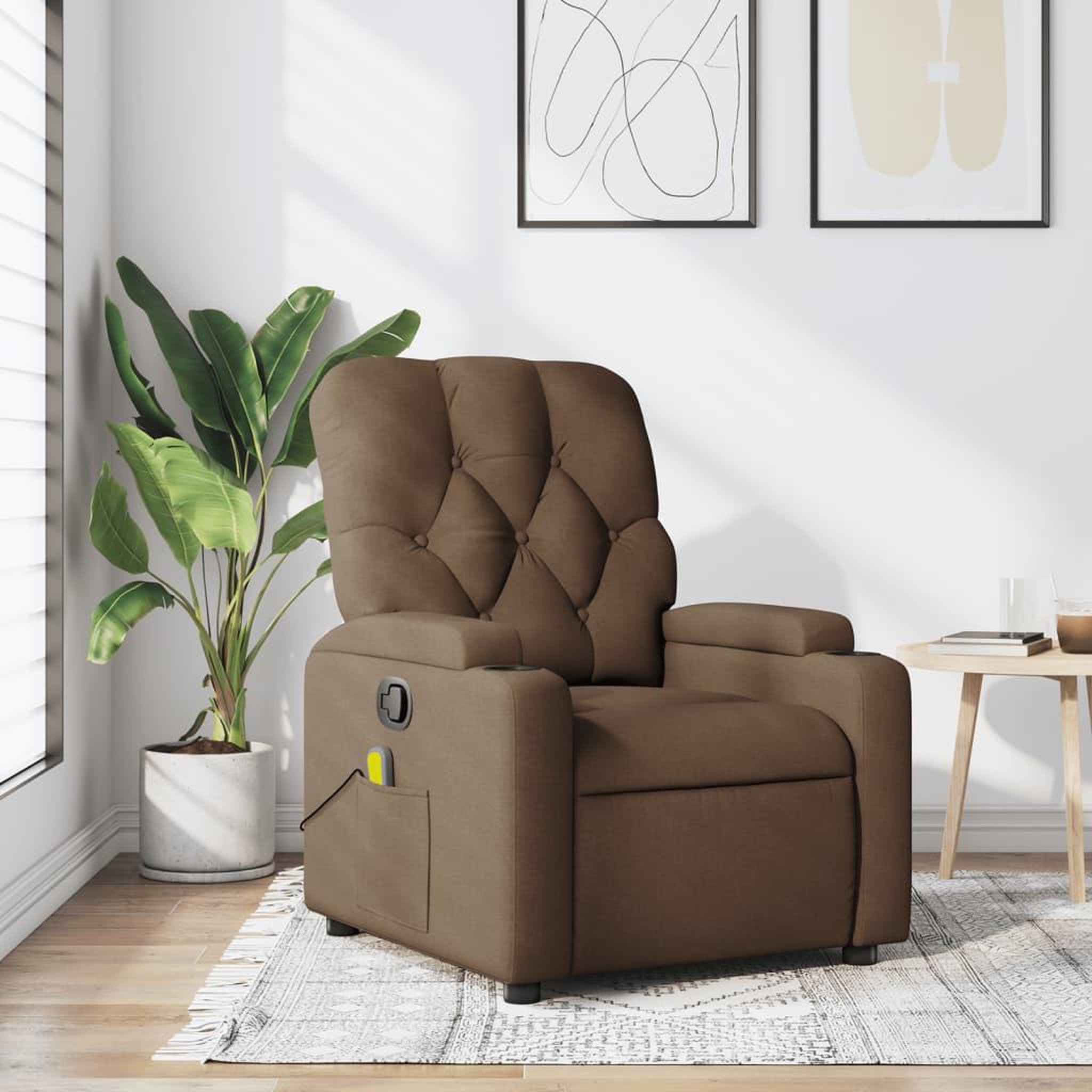VIDAXL Fauteuil de massage inclinable Marron Tissu
