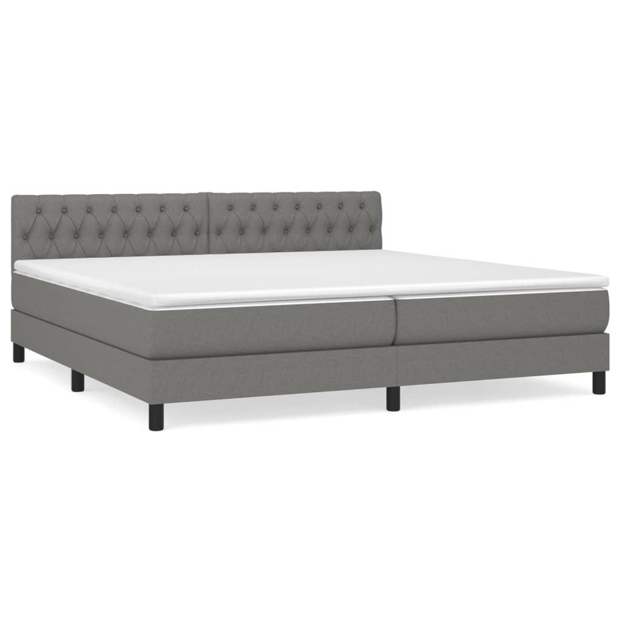 Voir la diapositive 2 : VIDAXL Sommier a lattes de lit avec matelas Gris fonce 200x200cm Tissu