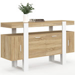 ID MARKET Buffet 140 cm PHOENIX 4 portes bois et blanc