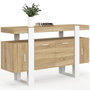 Voir la diapositive 1 : ID MARKET Buffet 140 cm PHOENIX 4 portes bois et blanc