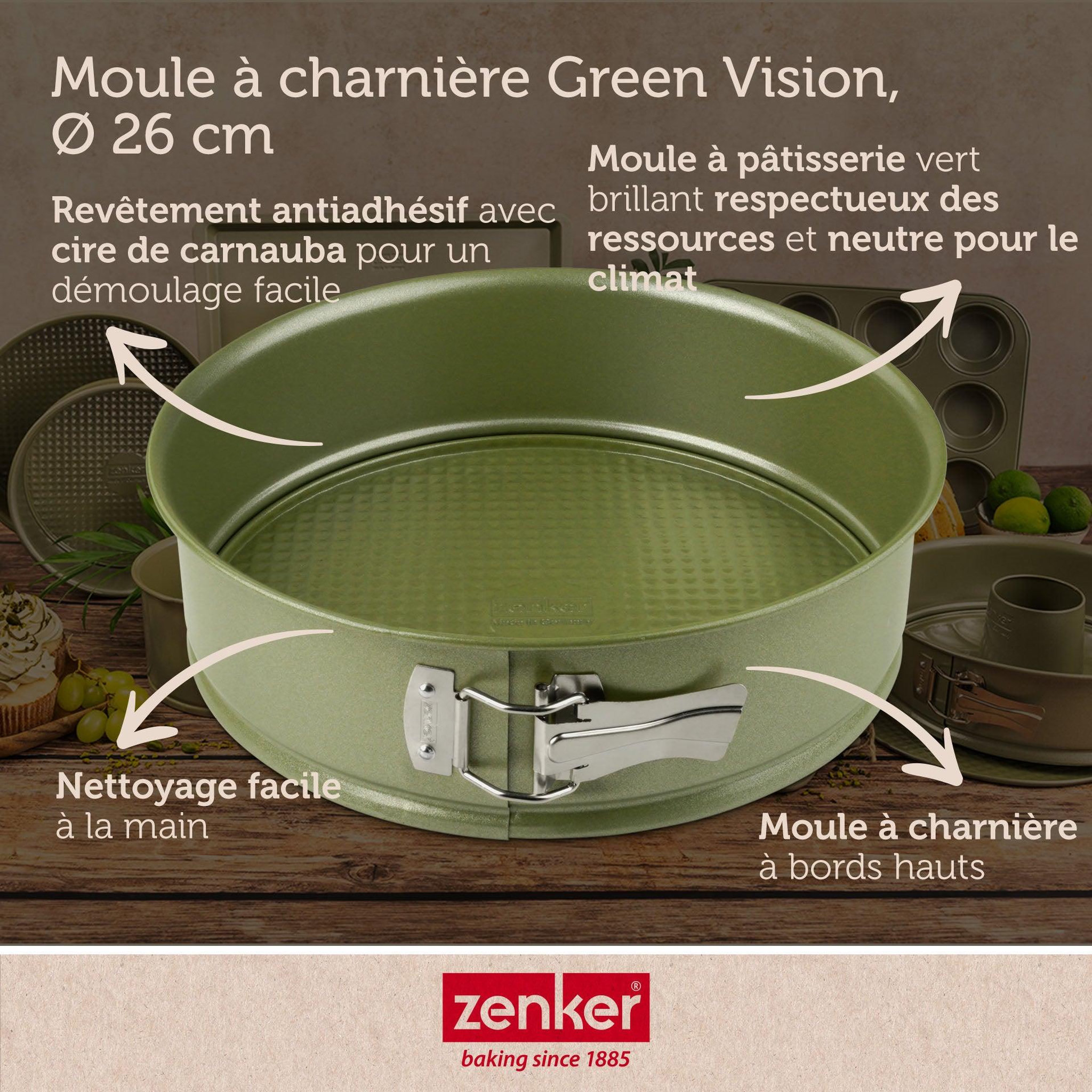 Voir la diapositive 3 : ZENKER Moule à manqué à charnière 26 cm zenker green vision