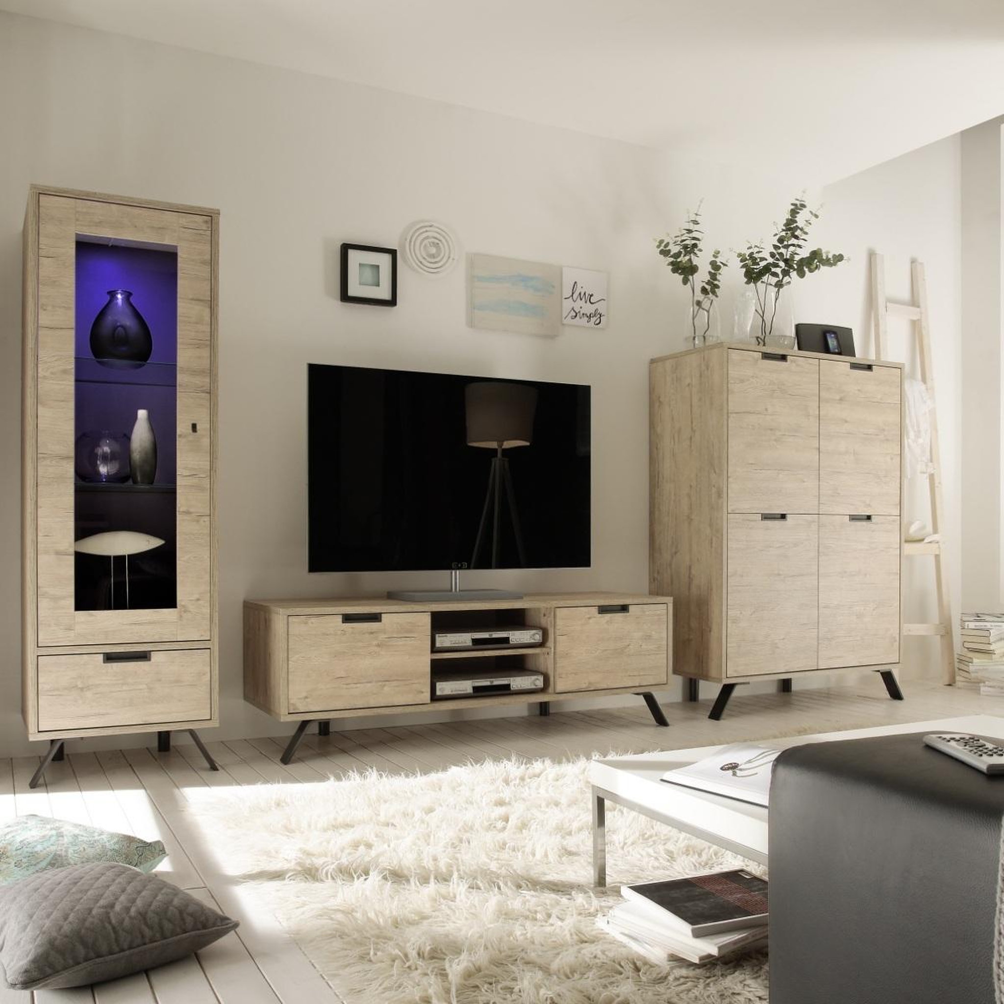 Voir la diapositive 3 : JLC KREATION Vitrine moderne en bois 1 porte vitrée diana