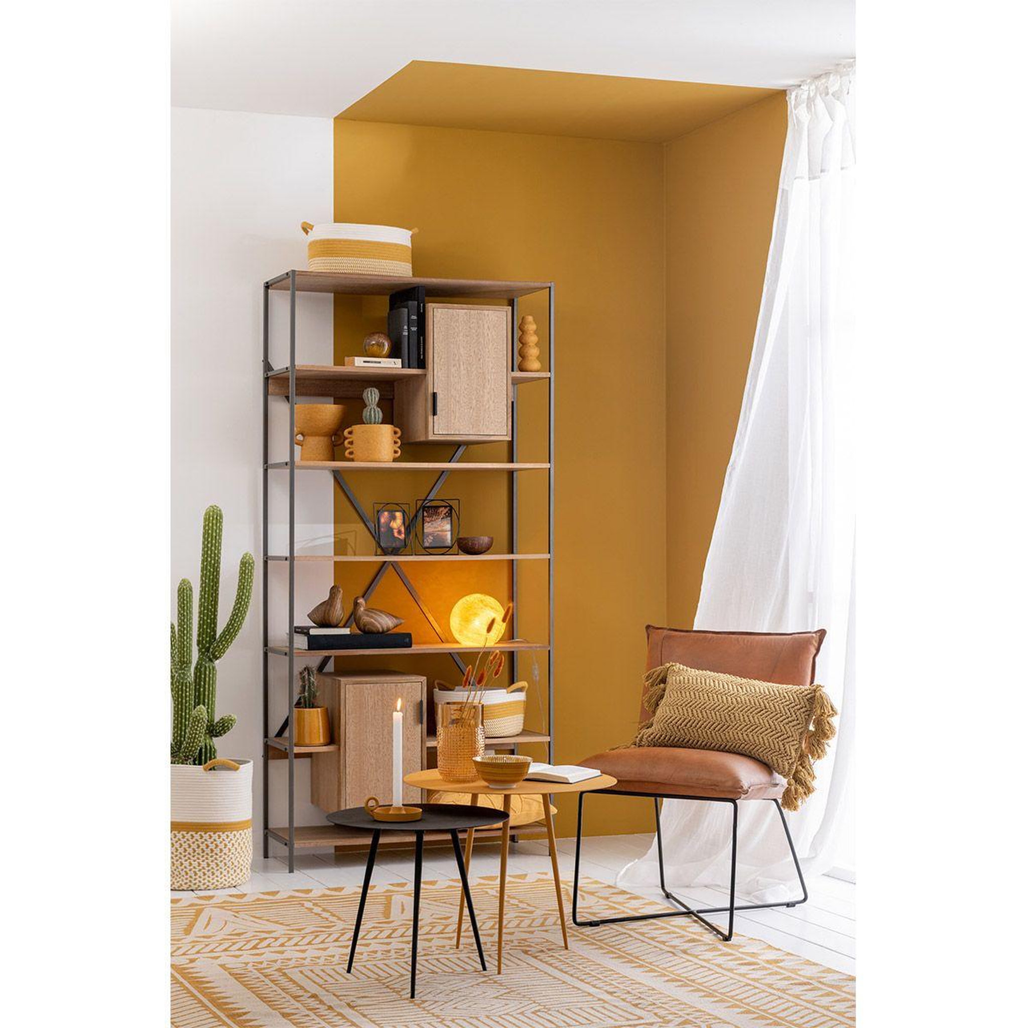 Voir la diapositive 4 : J-LINE Lot de 3 Paniers de Rangement  Sami  42cm Ocre